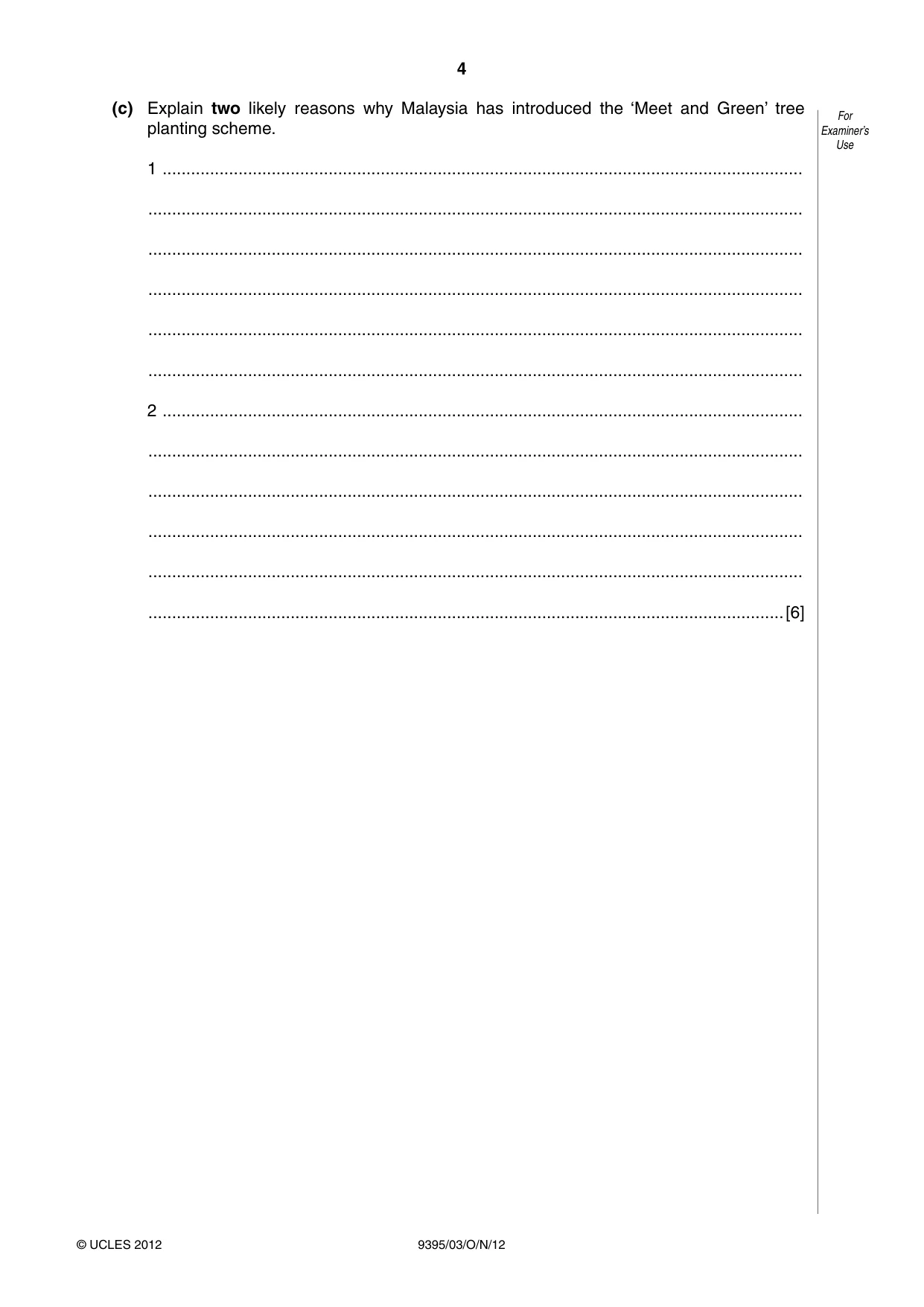 Cambridge A Level Travel and Tourism 9395 2012 Oct/Nov Paper 3 · Variant 1 question paper, page 4 of 20