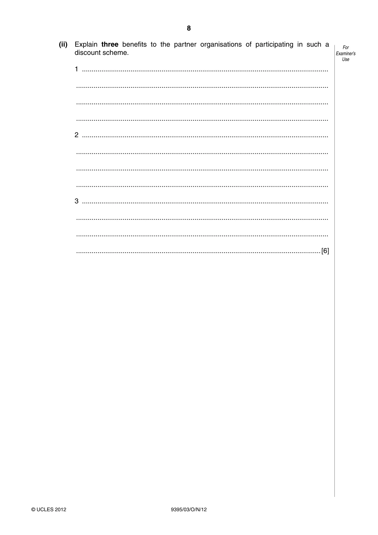 Cambridge A Level Travel and Tourism 9395 2012 Oct/Nov Paper 3 · Variant 1 question paper, page 8 of 20