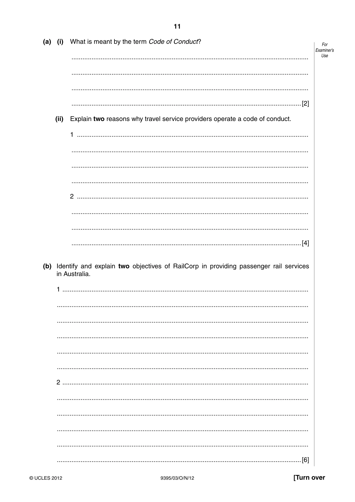 Cambridge A Level Travel and Tourism 9395 2012 Oct/Nov Paper 3 · Variant 1 question paper, page 11 of 20