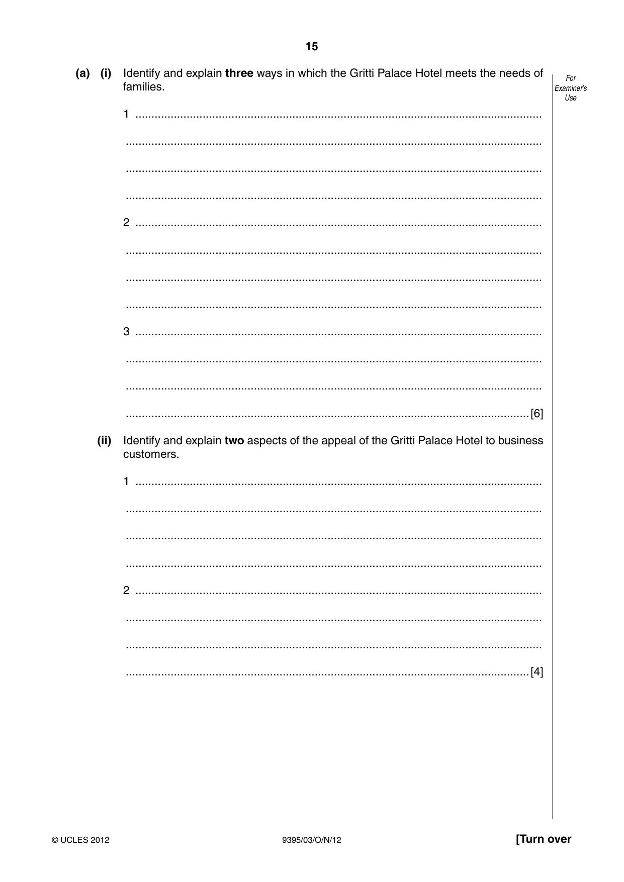 Cambridge A Level Travel and Tourism 9395 2012 Oct/Nov Paper 3 · Variant 1 question paper, page 15 of 20