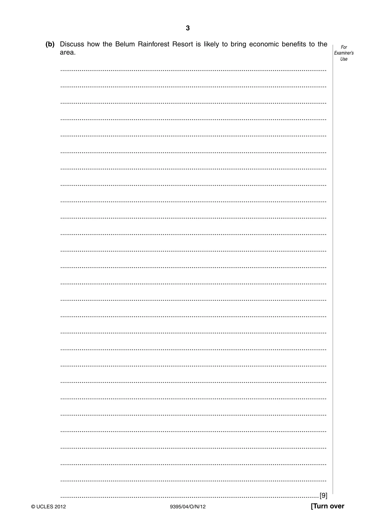 Cambridge A Level Travel and Tourism 9395 2012 Oct/Nov Paper 4 · Variant 1 question paper, page 3 of 8