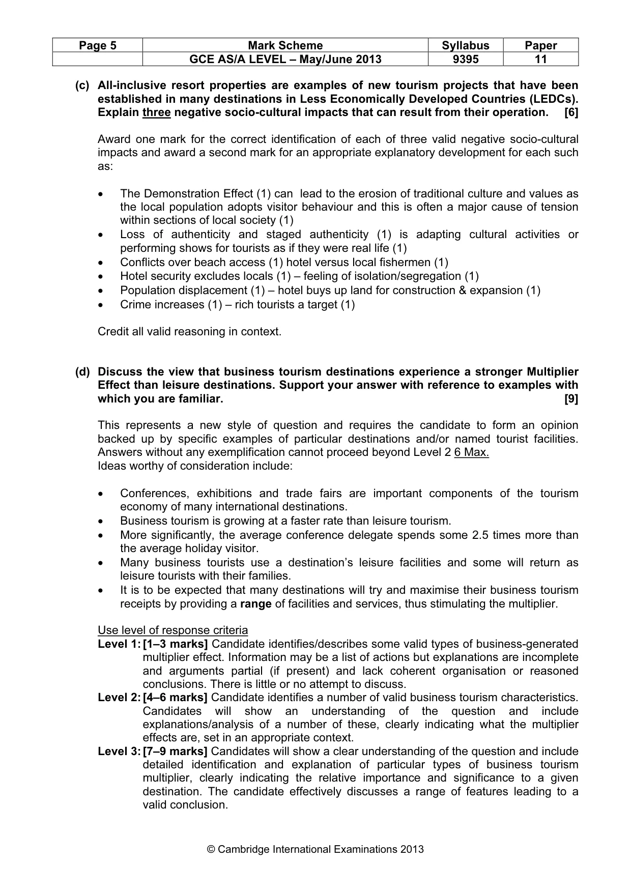 Mark scheme, page 5 of 9