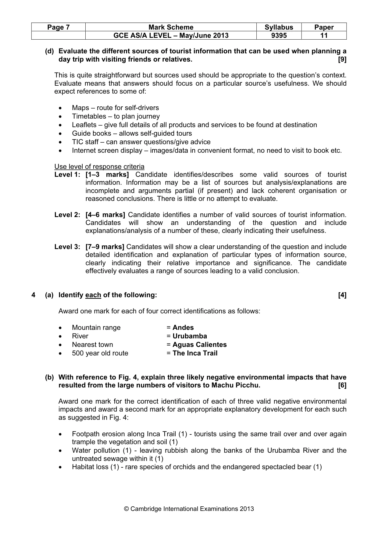 Mark scheme, page 7 of 9
