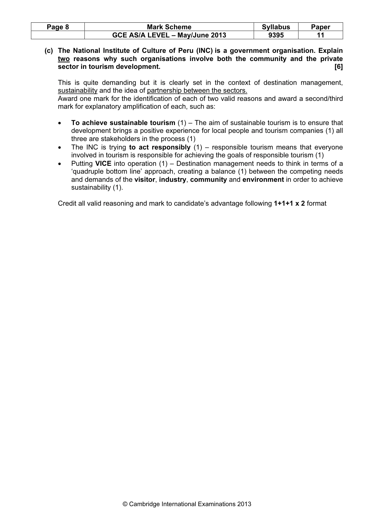 Mark scheme, page 8 of 9