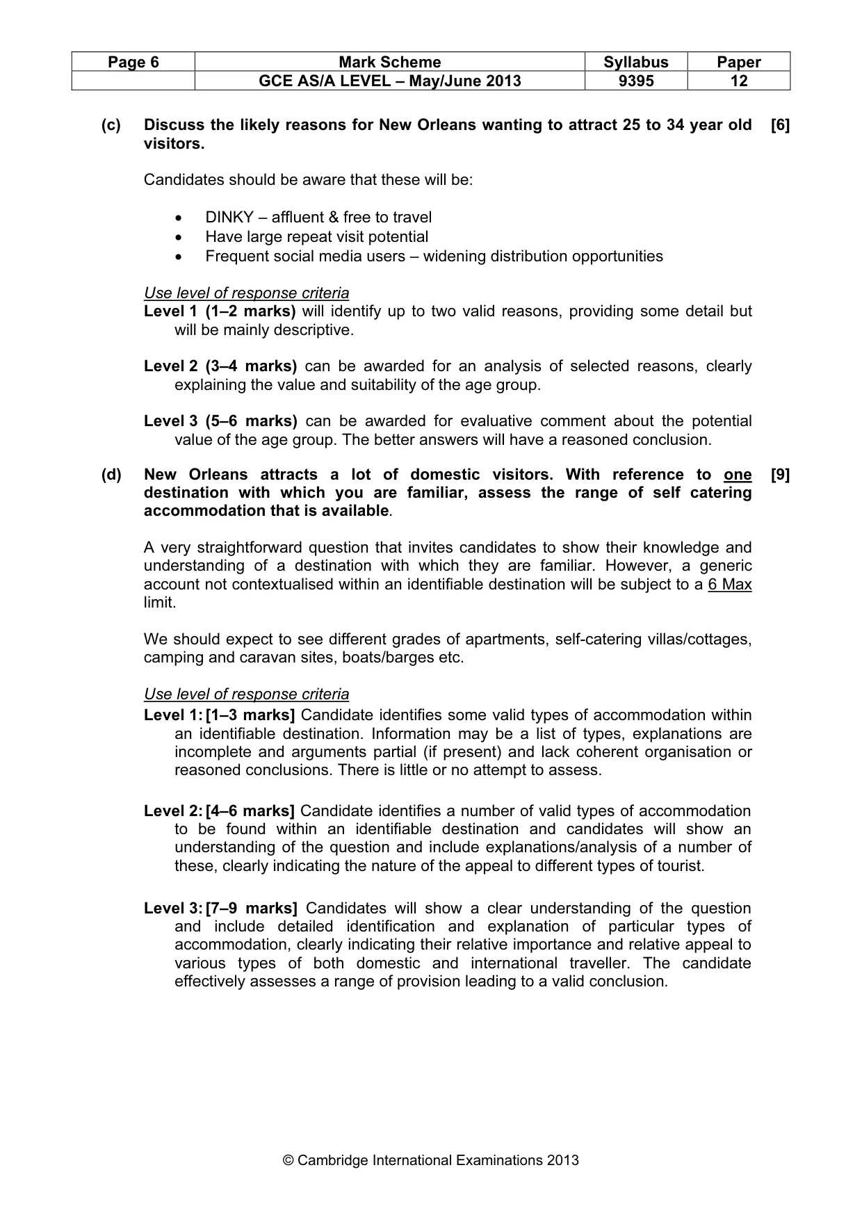 Mark scheme, page 6 of 8