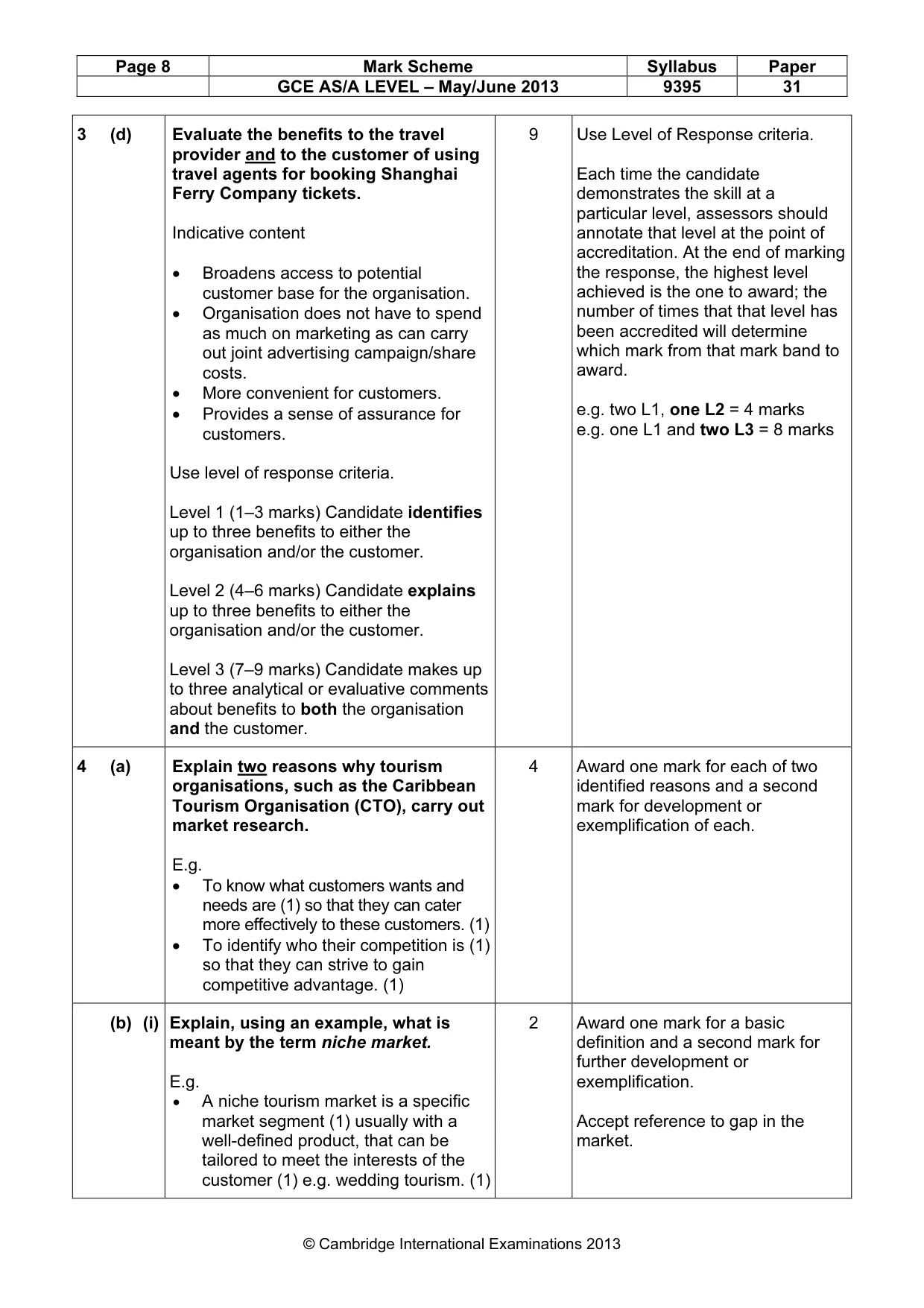 Mark scheme, page 8 of 10