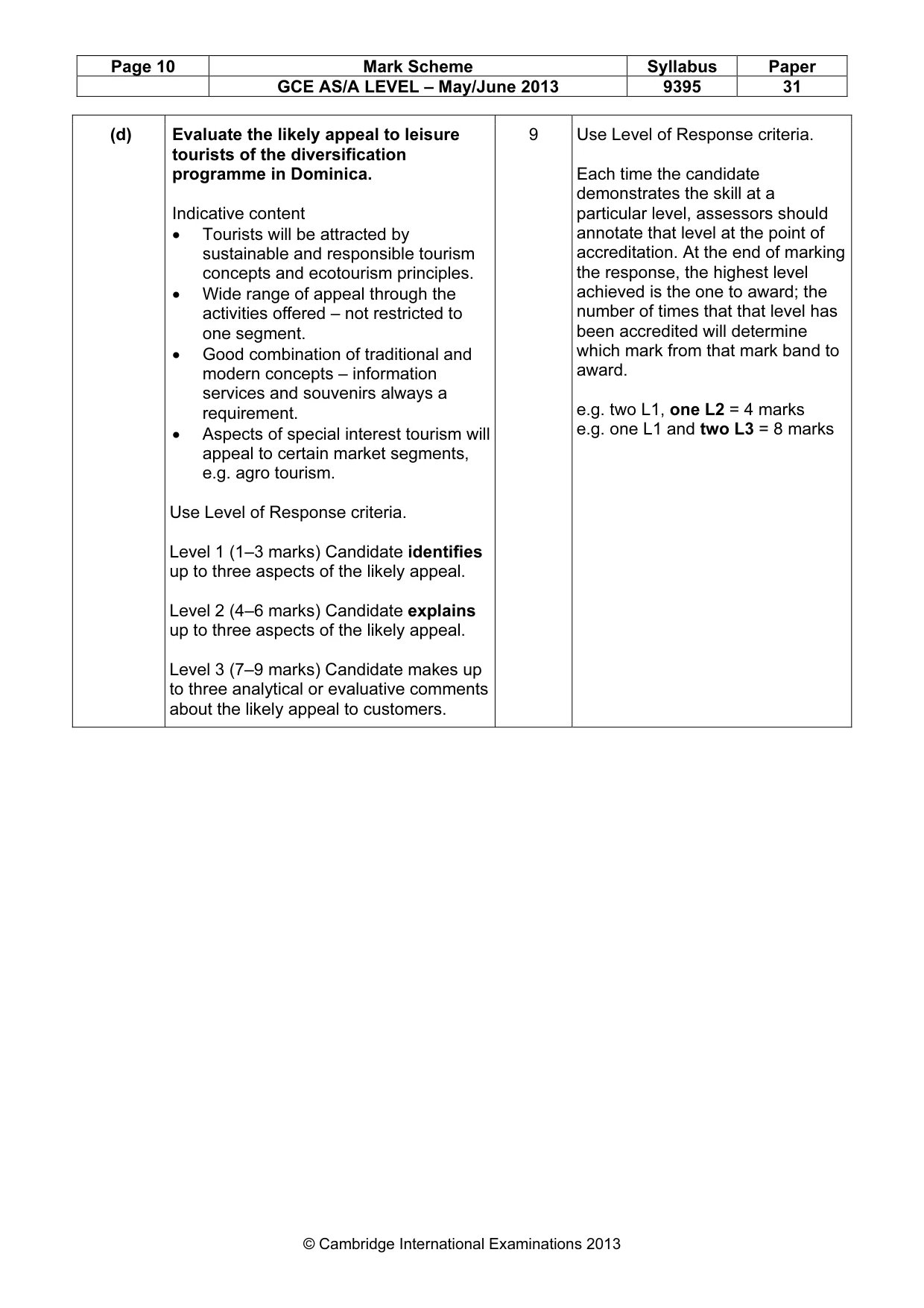 Mark scheme, page 10 of 10