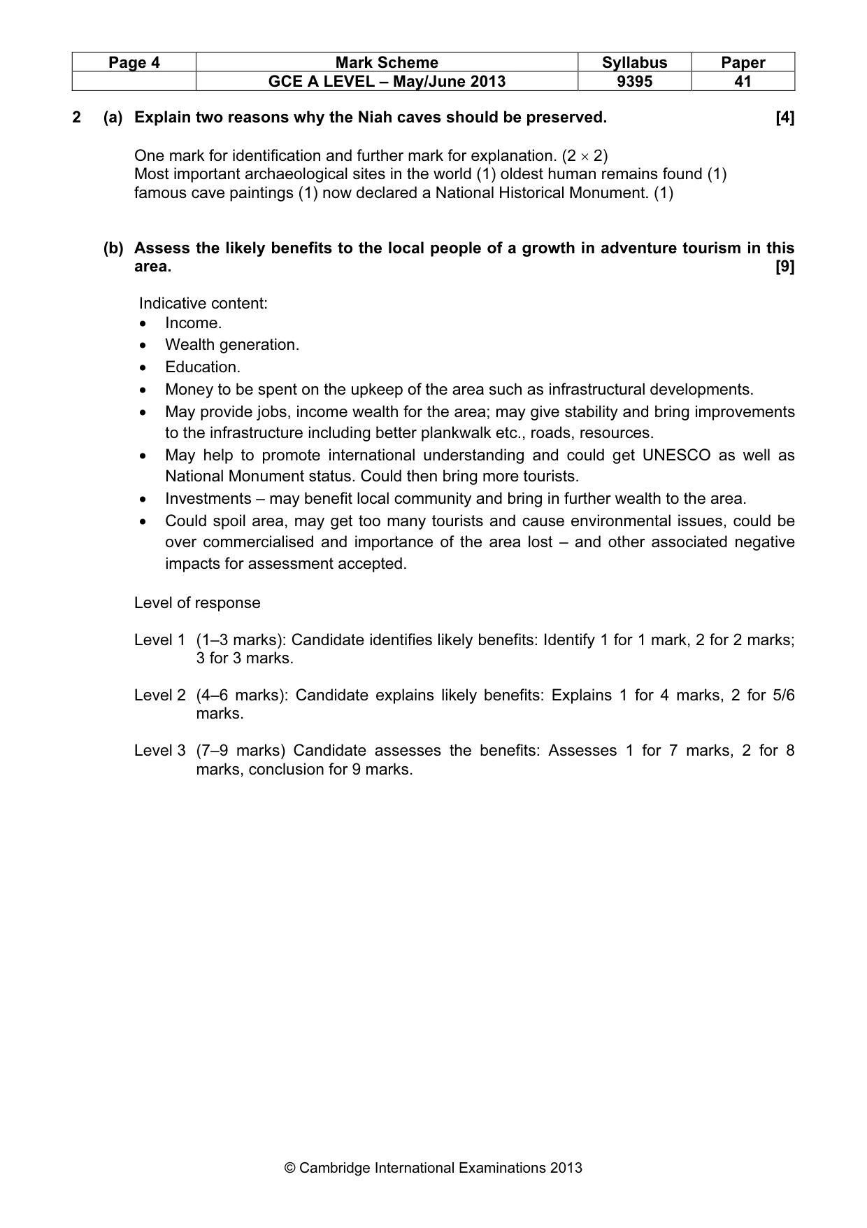 Mark scheme, page 4 of 5