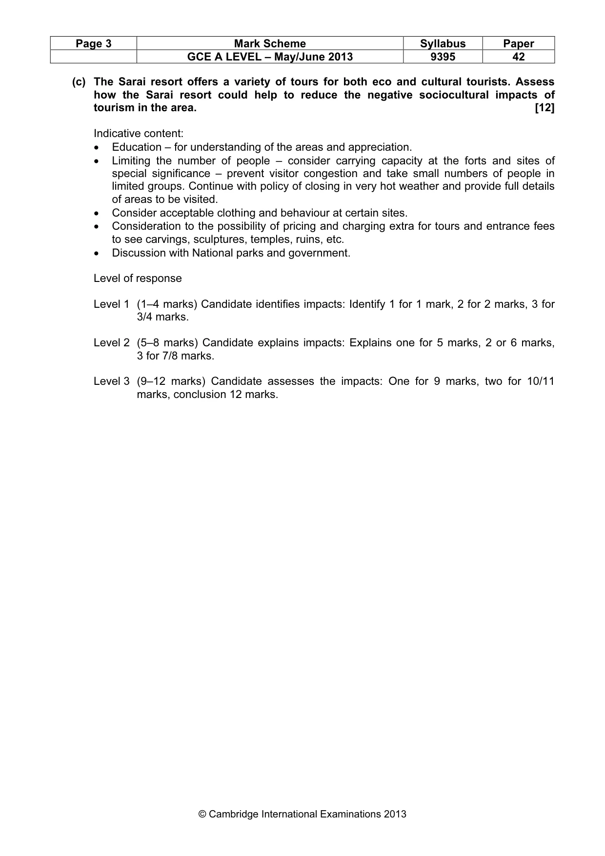 Mark scheme, page 3 of 5