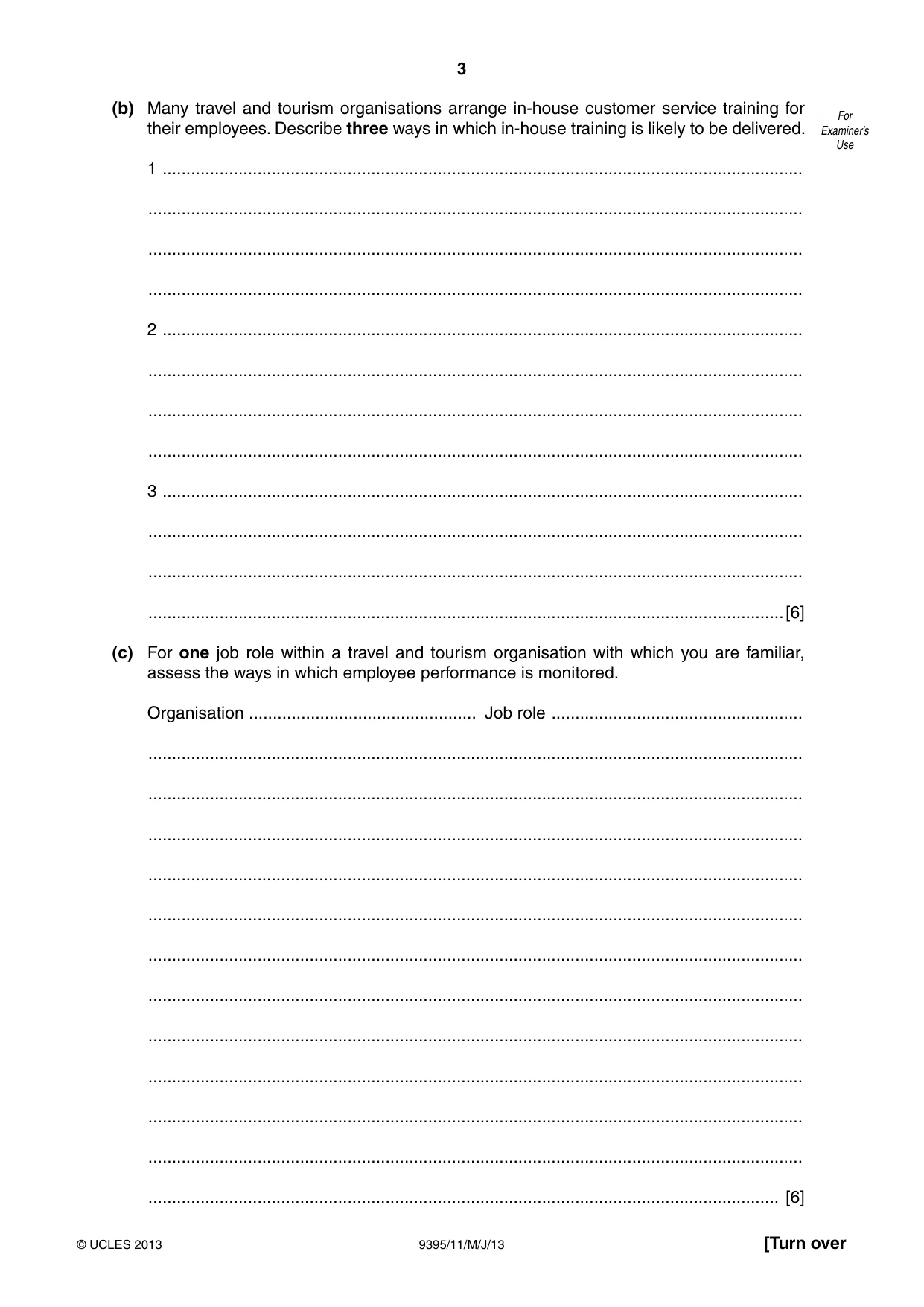 Cambridge A Level Travel and Tourism 9395 2013 May/June Paper 1 · Variant 1 question paper, page 3 of 16