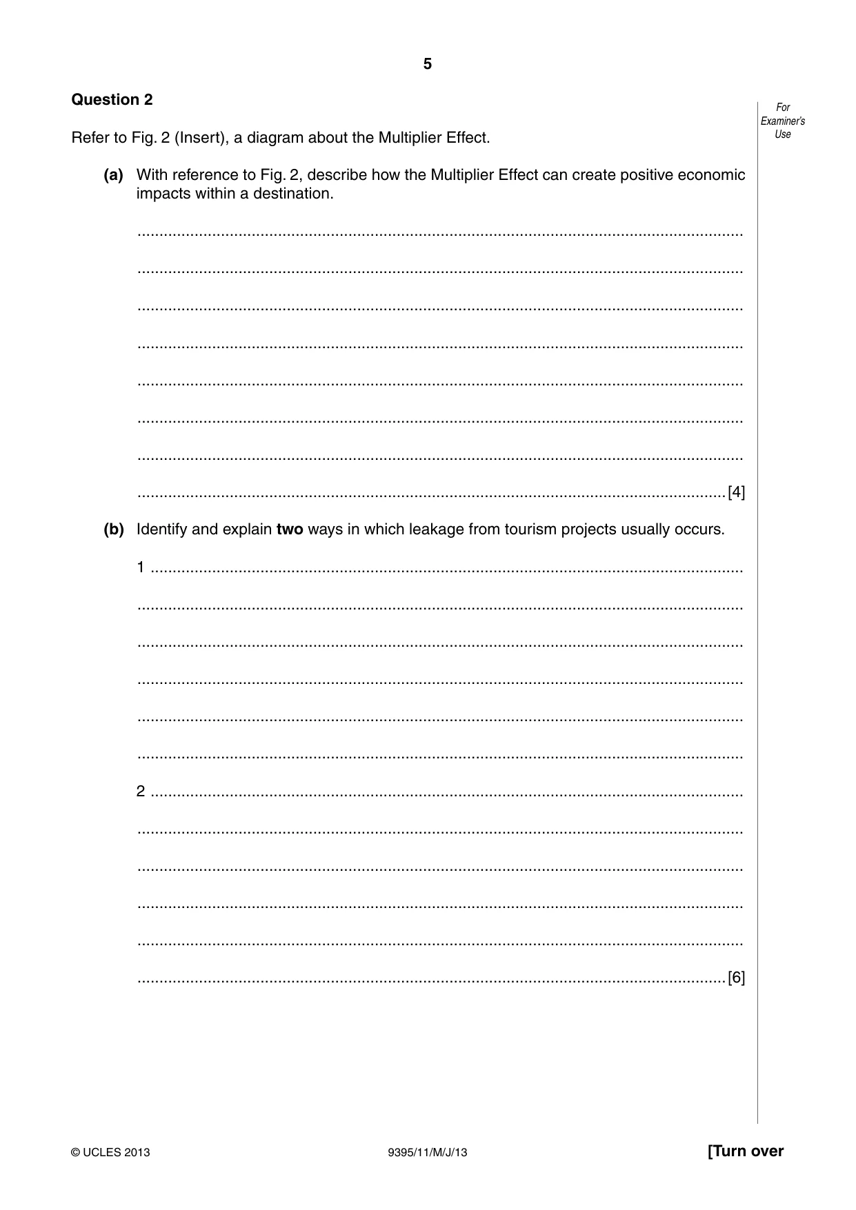 Cambridge A Level Travel and Tourism 9395 2013 May/June Paper 1 · Variant 1 question paper, page 5 of 16