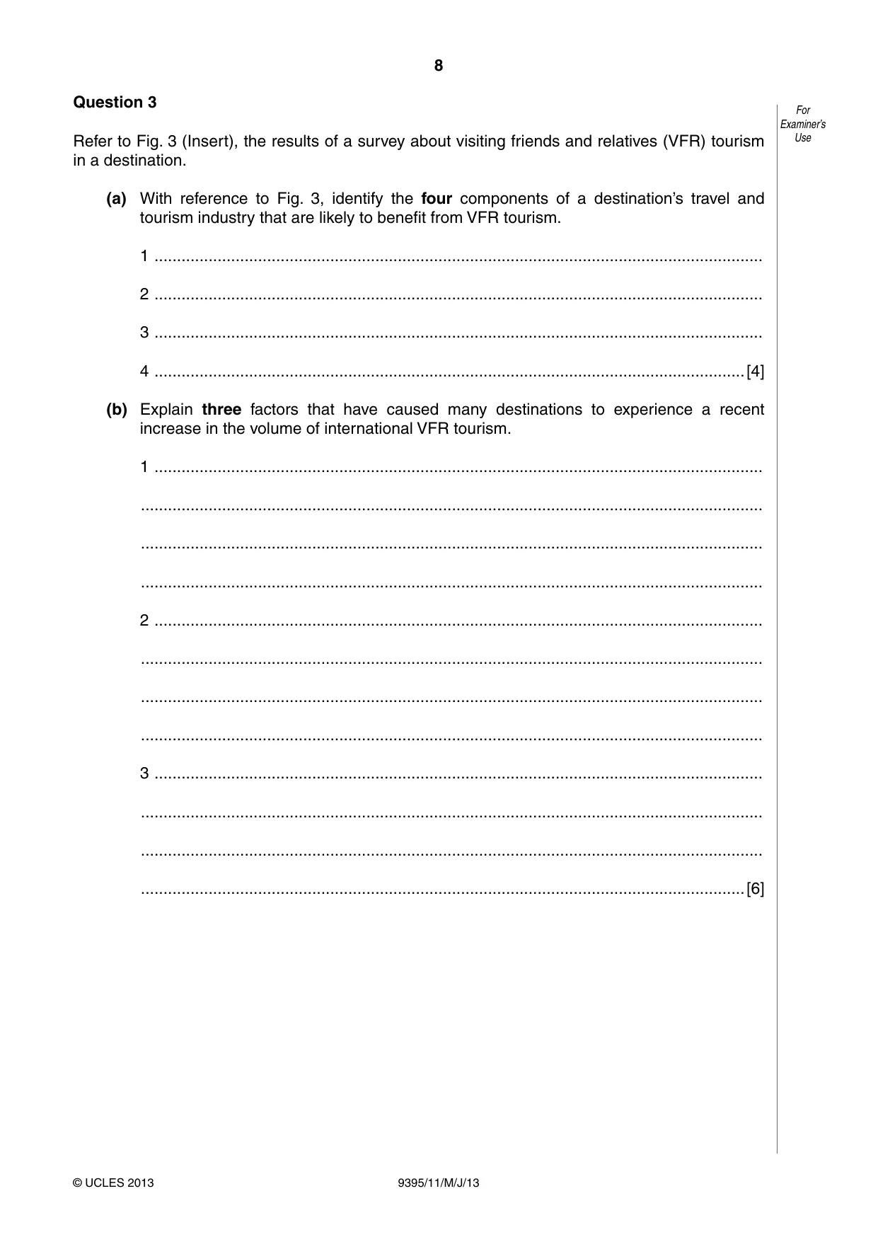 Cambridge A Level Travel and Tourism 9395 2013 May/June Paper 1 · Variant 1 question paper, page 8 of 16