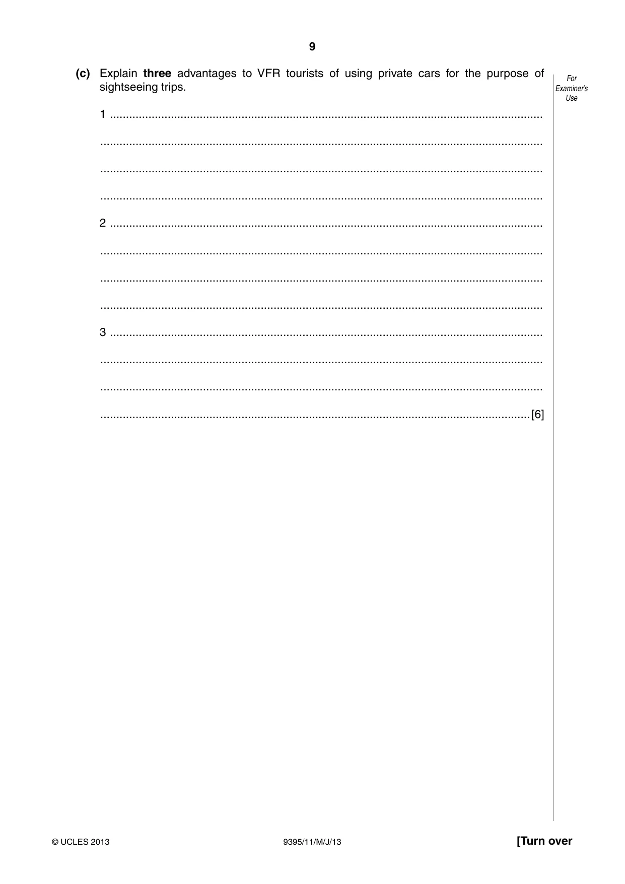 Cambridge A Level Travel and Tourism 9395 2013 May/June Paper 1 · Variant 1 question paper, page 9 of 16