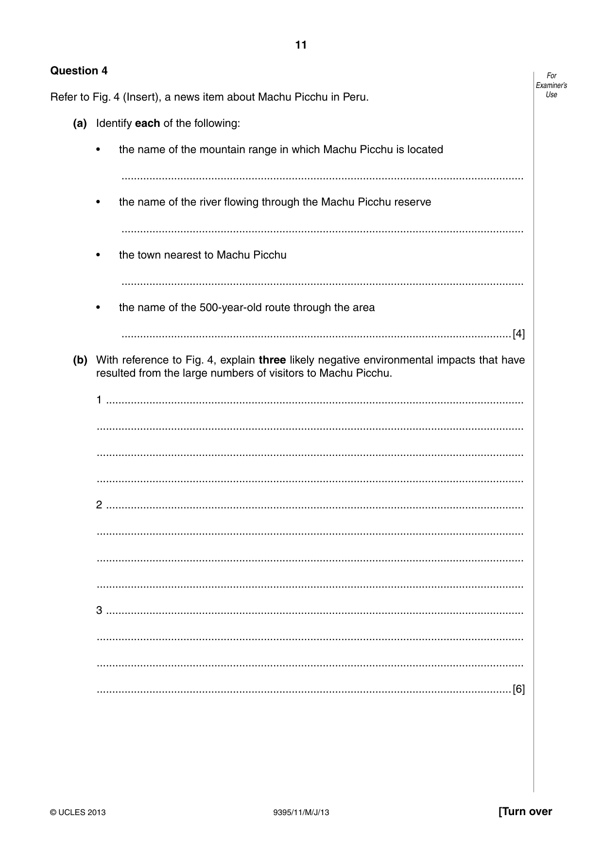 Cambridge A Level Travel and Tourism 9395 2013 May/June Paper 1 · Variant 1 question paper, page 11 of 16