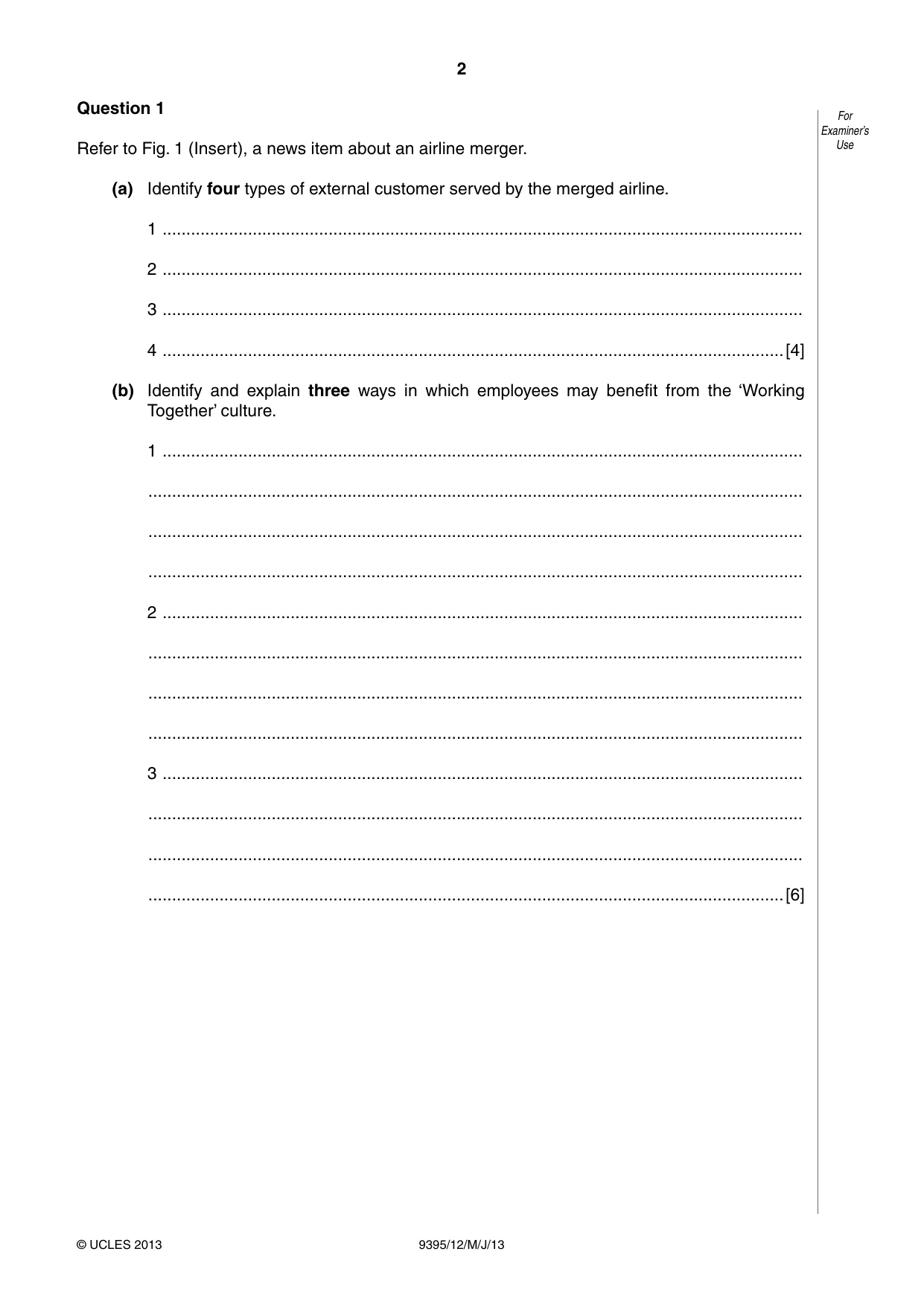 Cambridge A Level Travel and Tourism 9395 2013 May/June Paper 1 · Variant 2 question paper, page 2 of 16