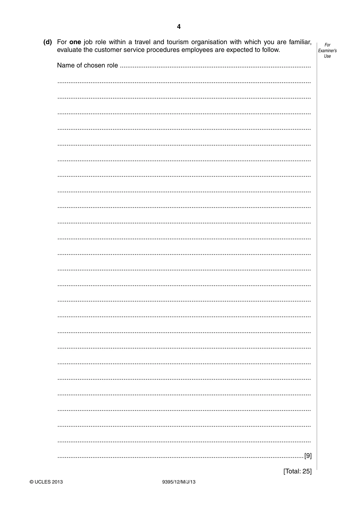 Cambridge A Level Travel and Tourism 9395 2013 May/June Paper 1 · Variant 2 question paper, page 4 of 16
