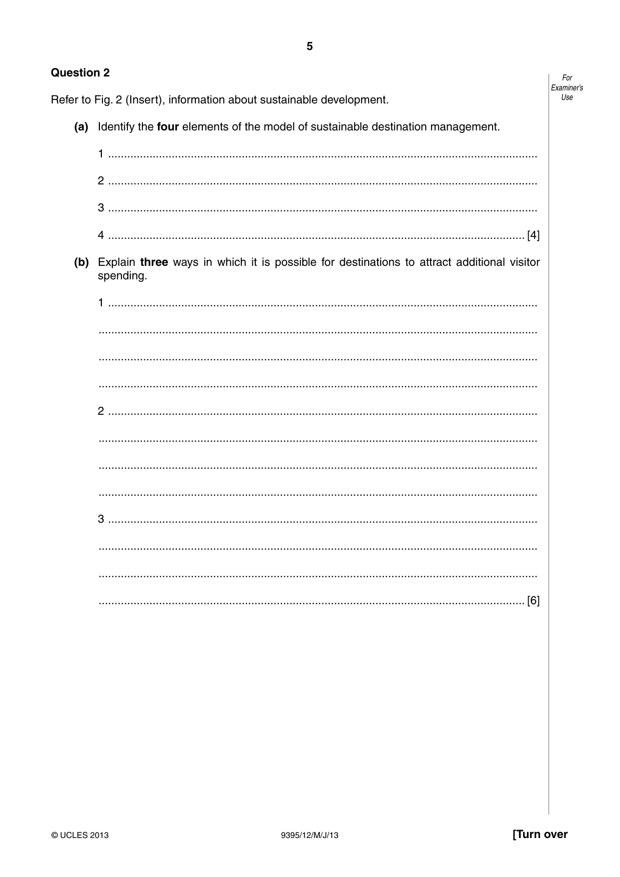 Cambridge A Level Travel and Tourism 9395 2013 May/June Paper 1 · Variant 2 question paper, page 5 of 16