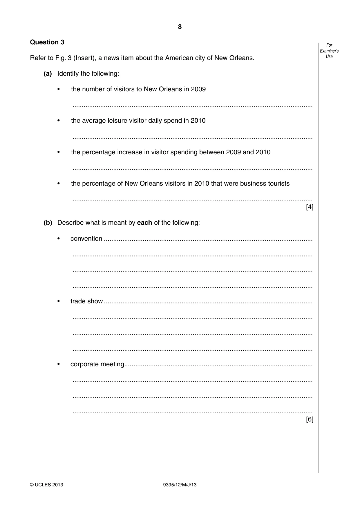 Cambridge A Level Travel and Tourism 9395 2013 May/June Paper 1 · Variant 2 question paper, page 8 of 16