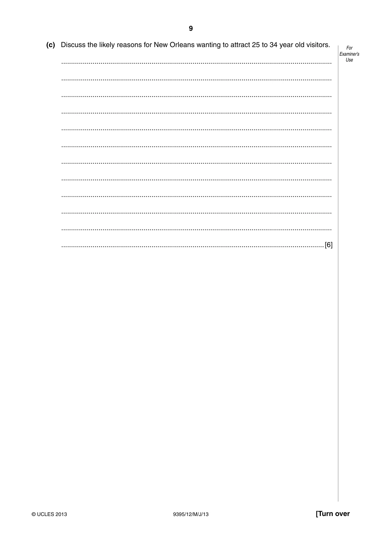 Cambridge A Level Travel and Tourism 9395 2013 May/June Paper 1 · Variant 2 question paper, page 9 of 16