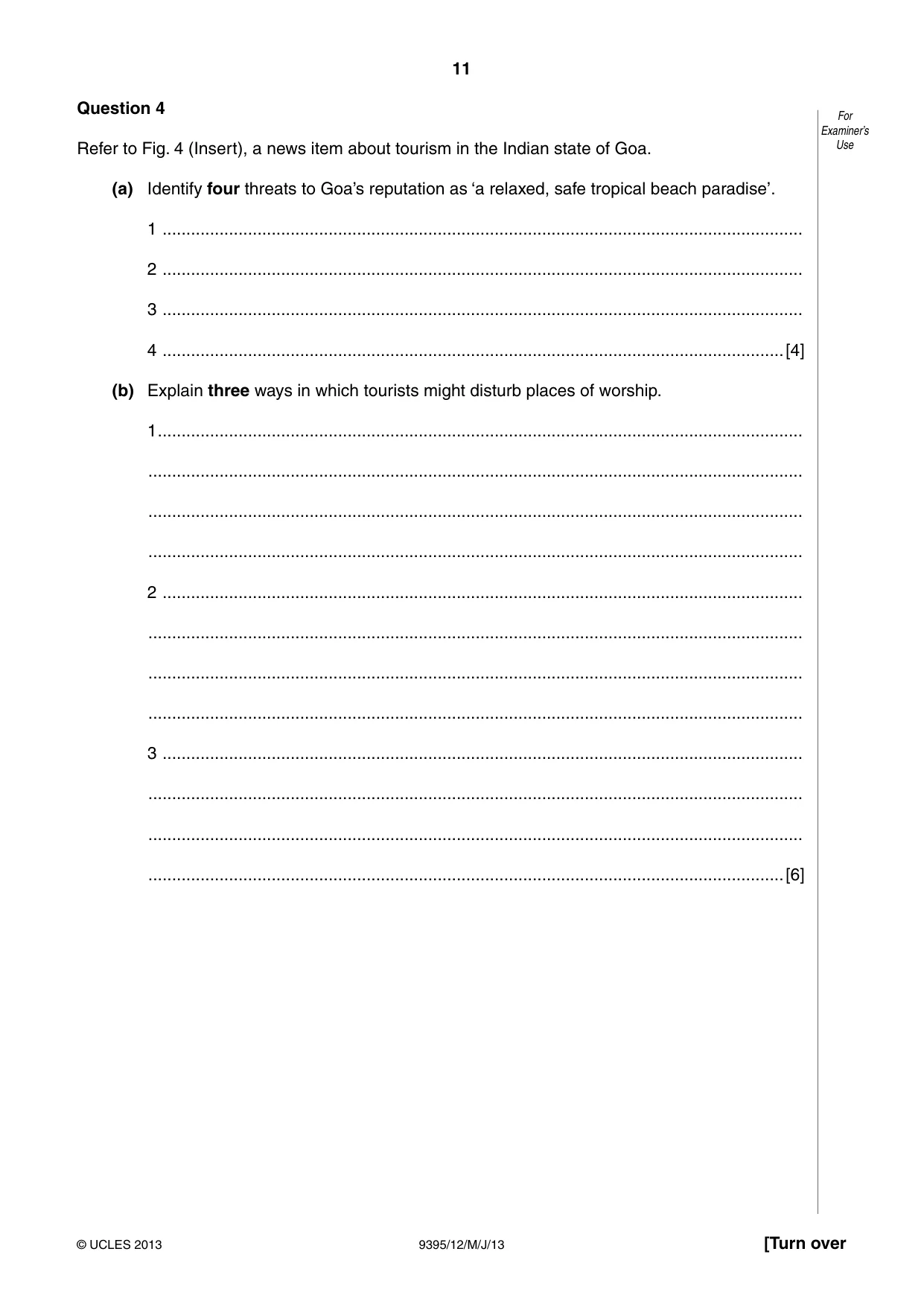 Cambridge A Level Travel and Tourism 9395 2013 May/June Paper 1 · Variant 2 question paper, page 11 of 16