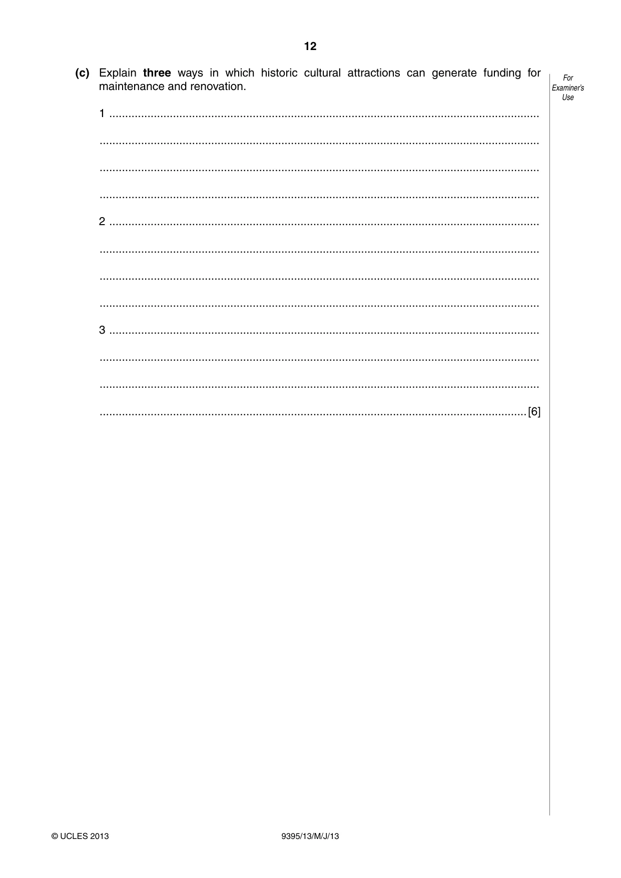 Cambridge A Level Travel and Tourism 9395 2013 May/June Paper 1 · Variant 3 question paper, page 12 of 16