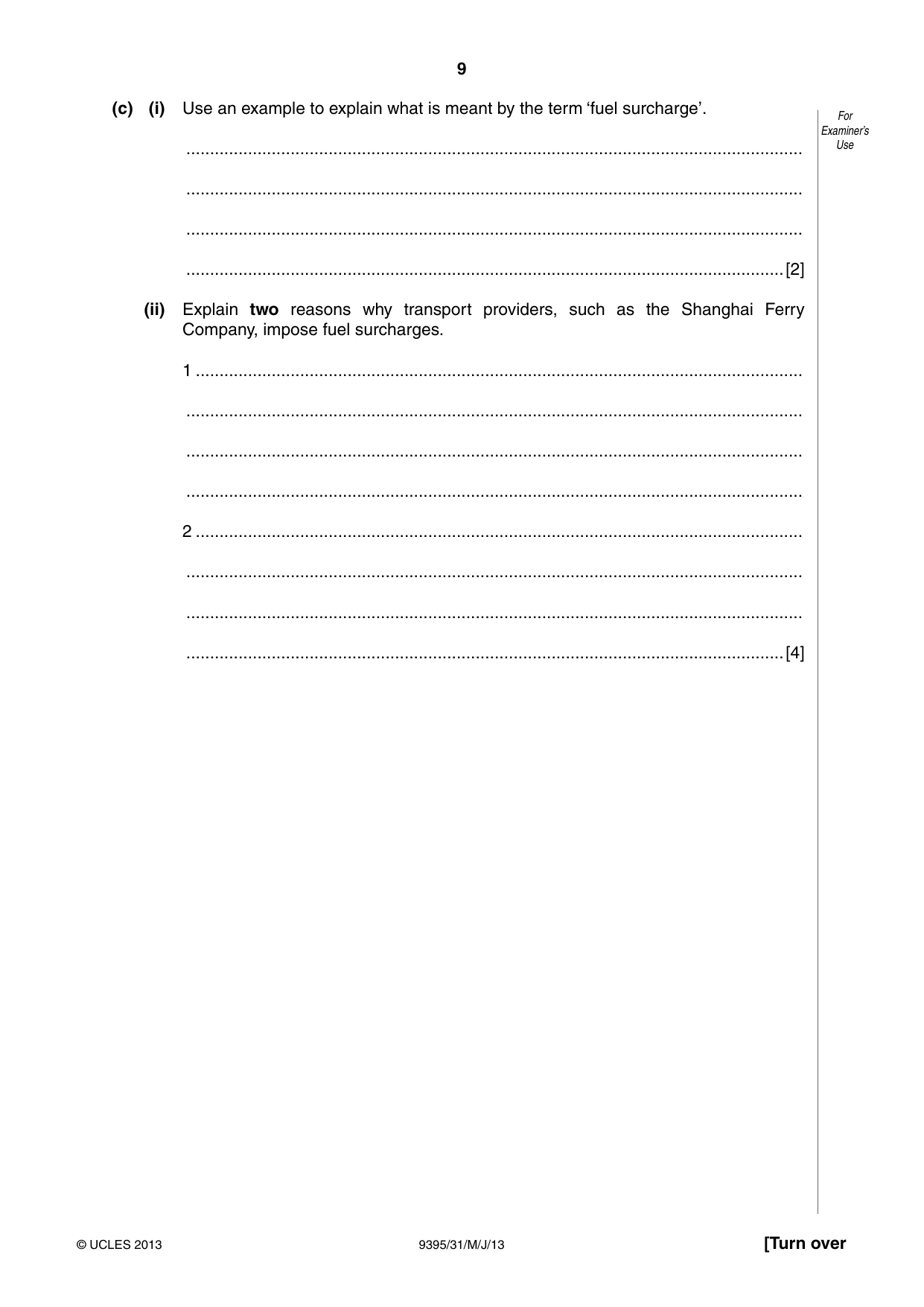 Cambridge A Level Travel and Tourism 9395 2013 May/June Paper 3 · Variant 1 question paper, page 9 of 16