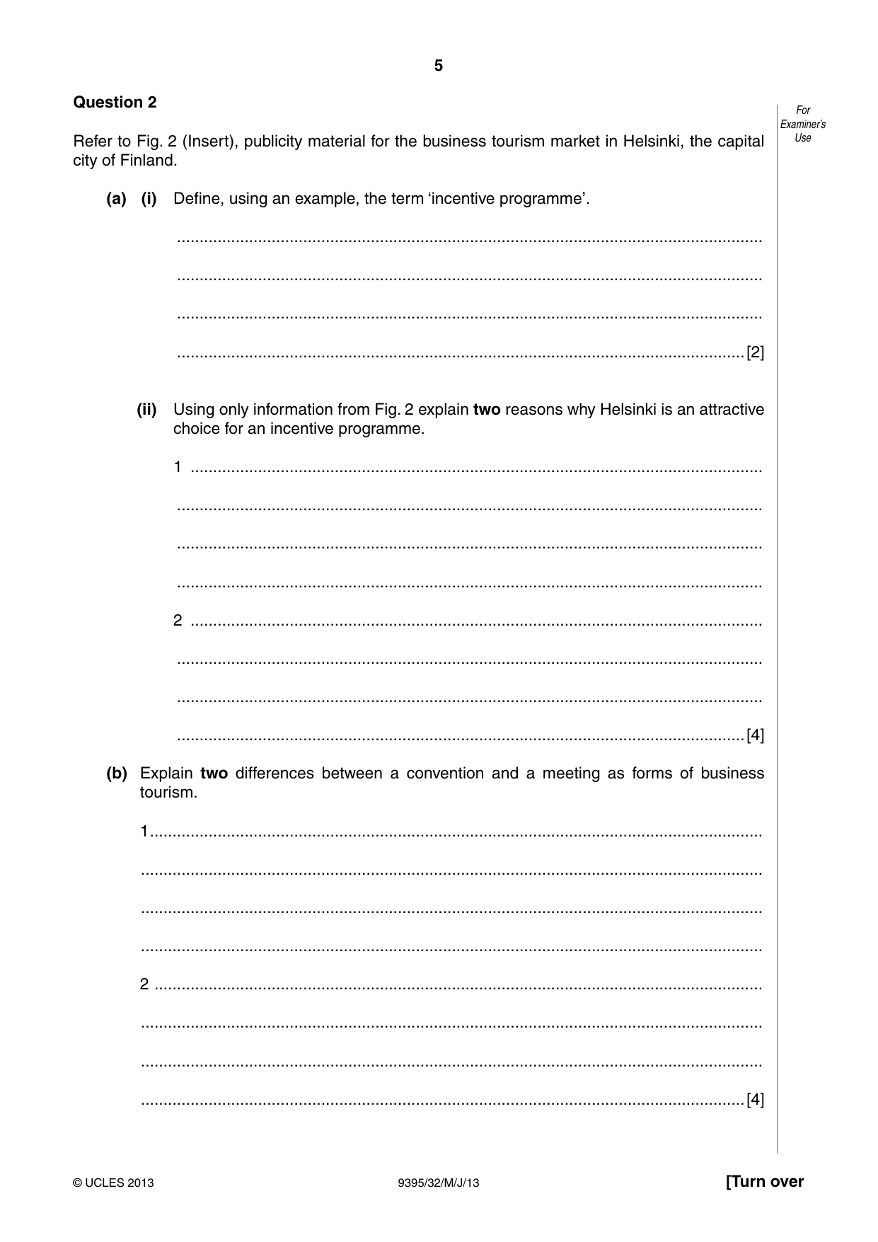 Cambridge A Level Travel and Tourism 9395 2013 May/June Paper 3 · Variant 2 question paper, page 5 of 16