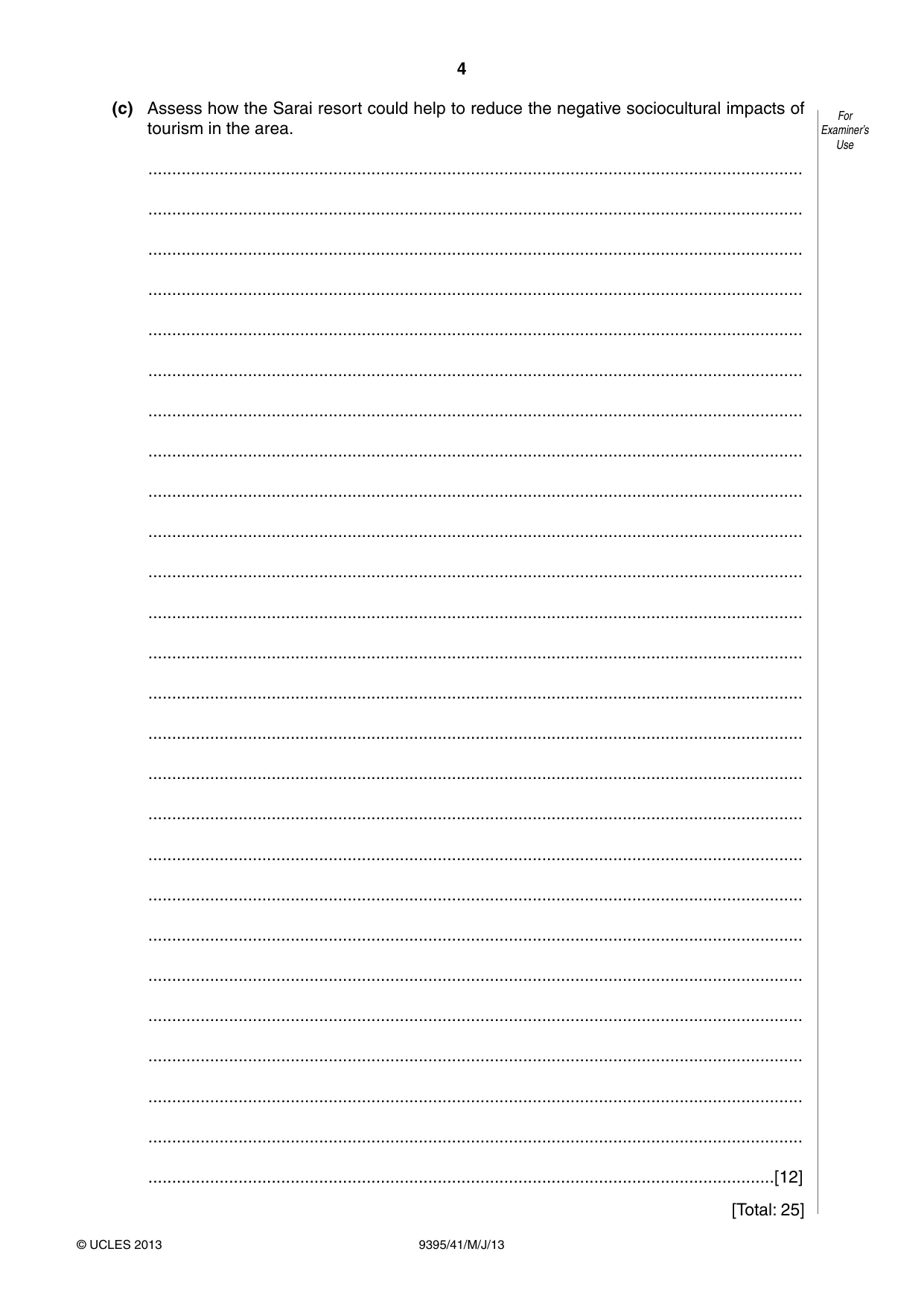 Cambridge A Level Travel and Tourism 9395 2013 May/June Paper 4 · Variant 1 question paper, page 4 of 8