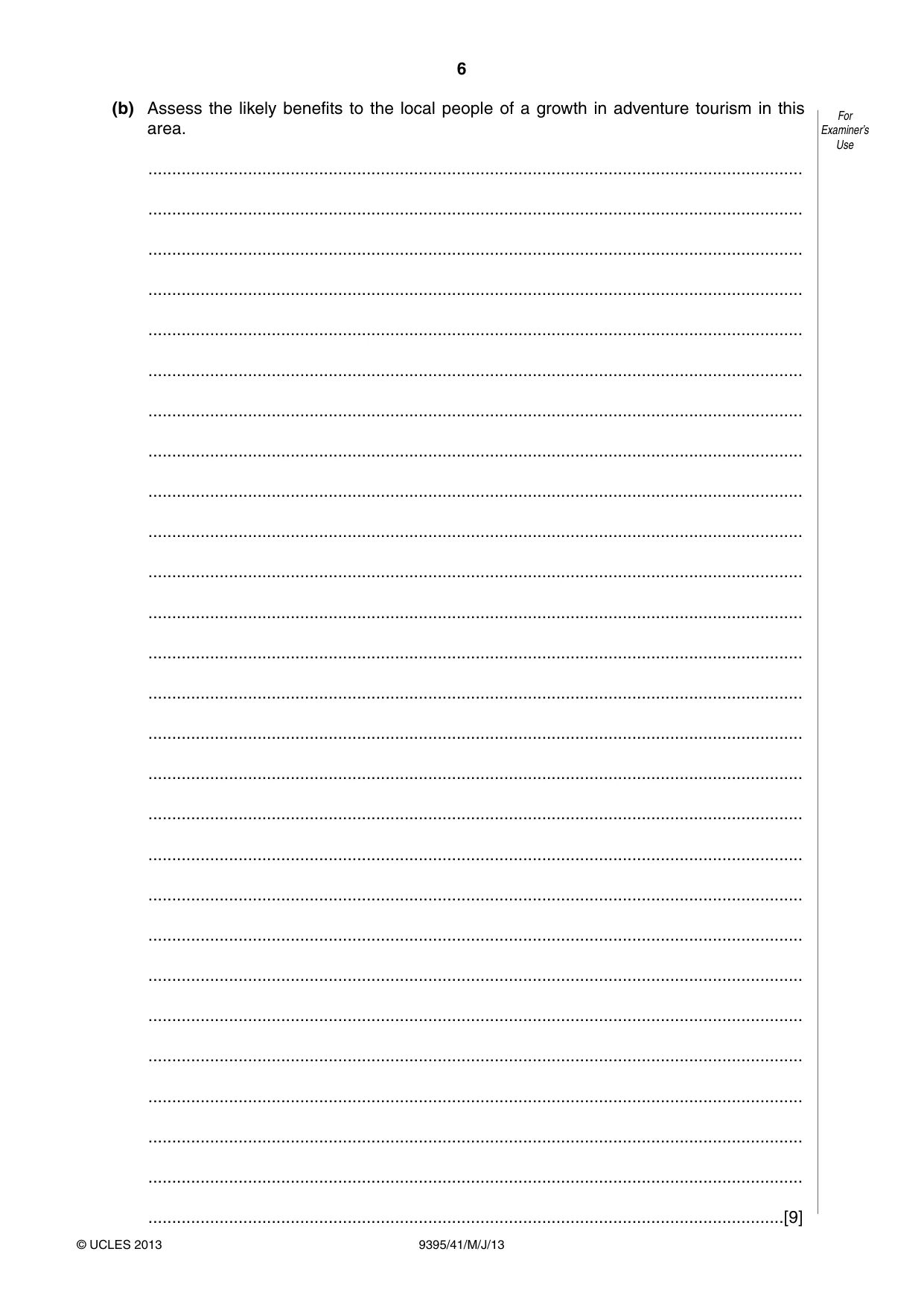 Cambridge A Level Travel and Tourism 9395 2013 May/June Paper 4 · Variant 1 question paper, page 6 of 8