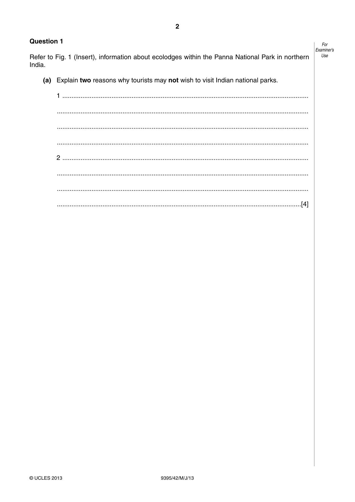 Cambridge A Level Travel and Tourism 9395 2013 May/June Paper 4 · Variant 2 question paper, page 2 of 8