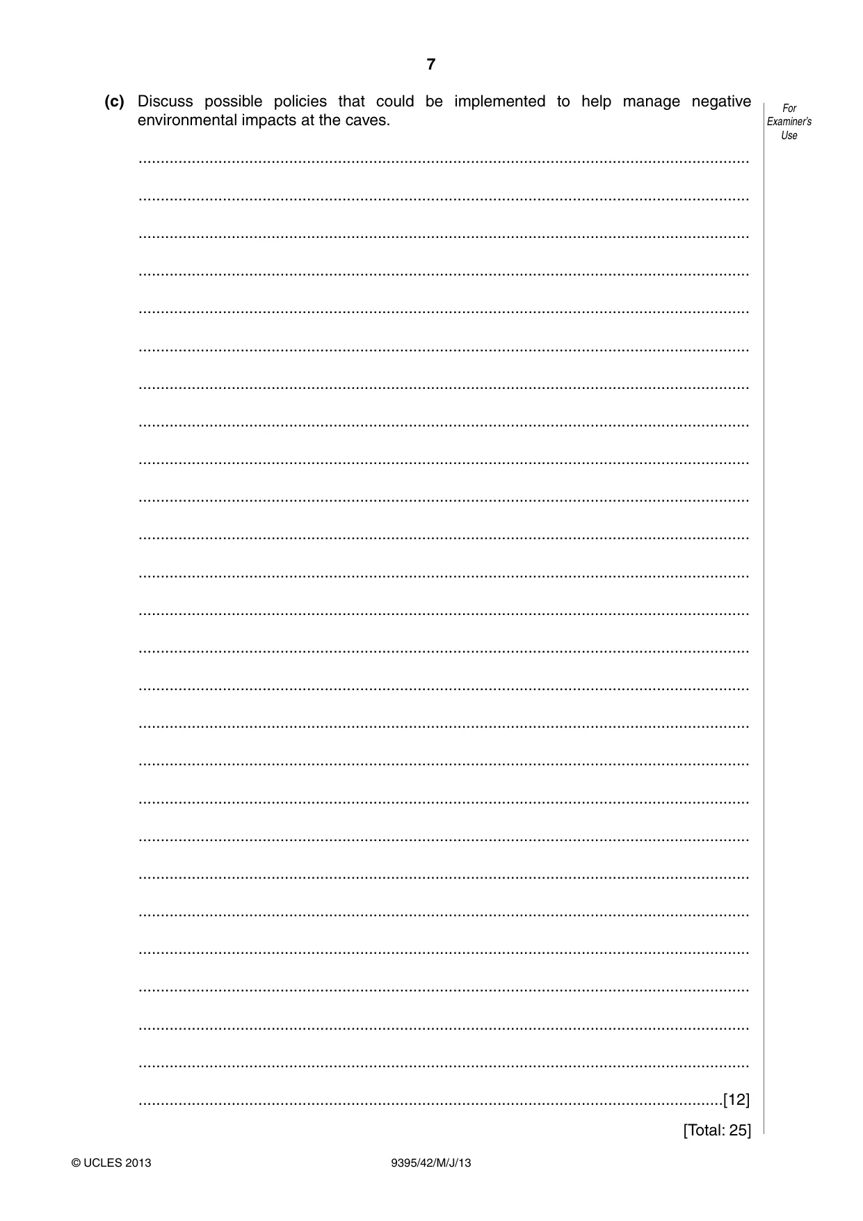 Cambridge A Level Travel and Tourism 9395 2013 May/June Paper 4 · Variant 2 question paper, page 7 of 8