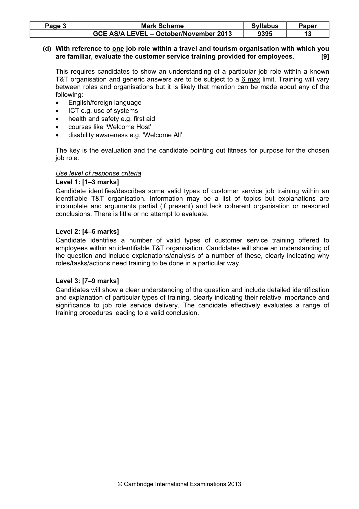 Mark scheme, page 3 of 9