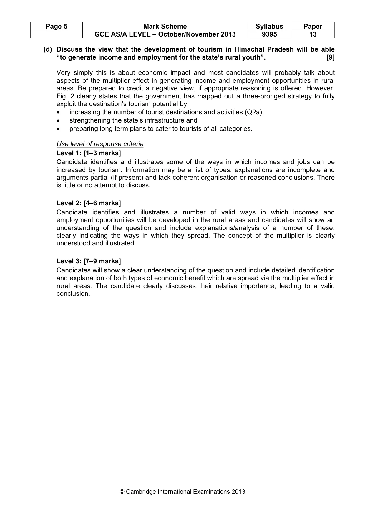 Mark scheme, page 5 of 9