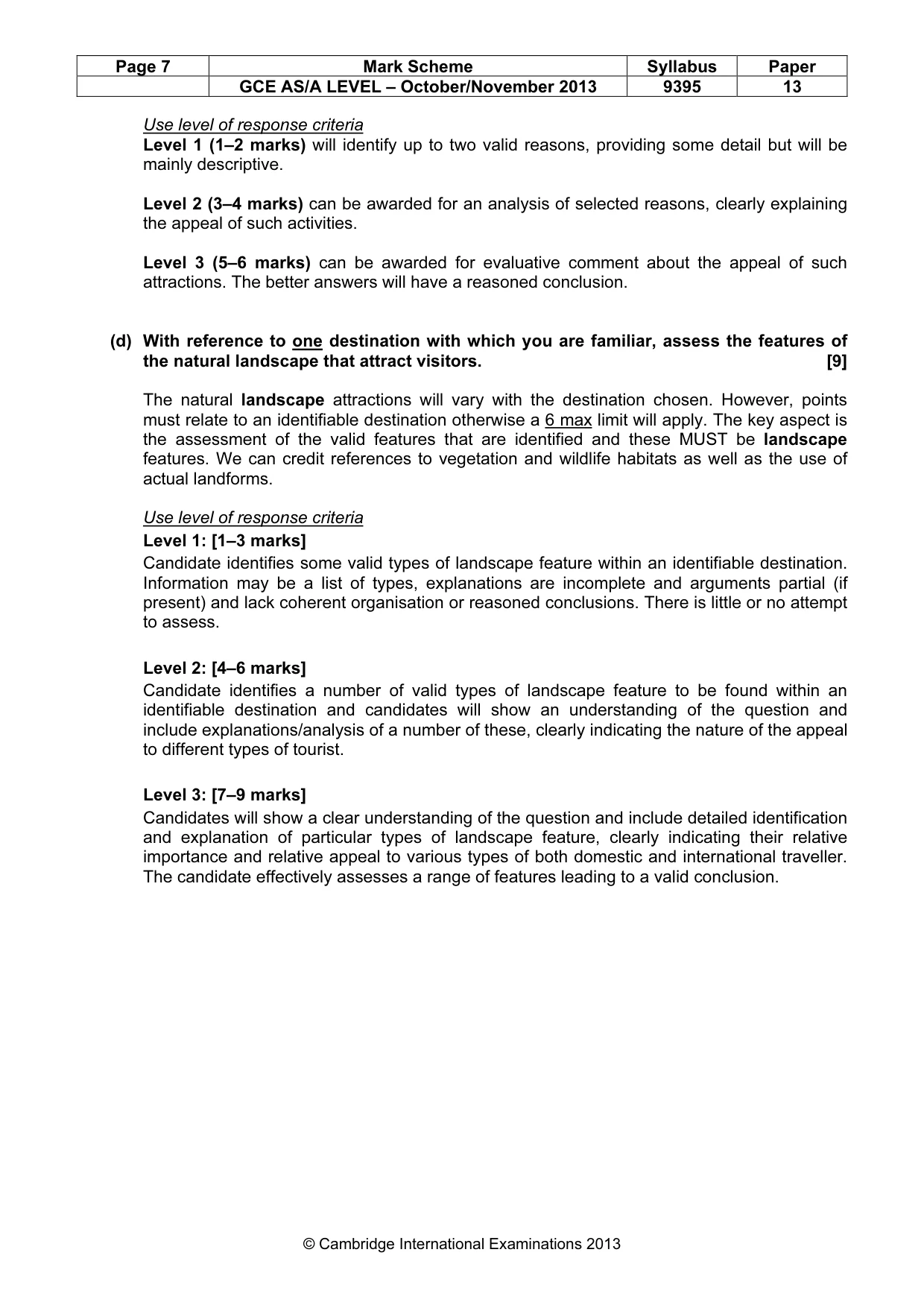 Mark scheme, page 7 of 9