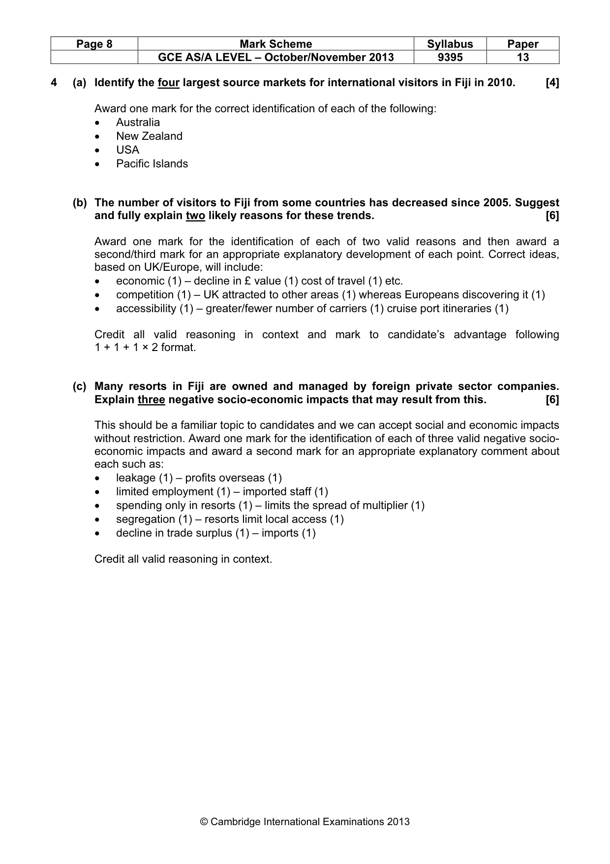 Mark scheme, page 8 of 9