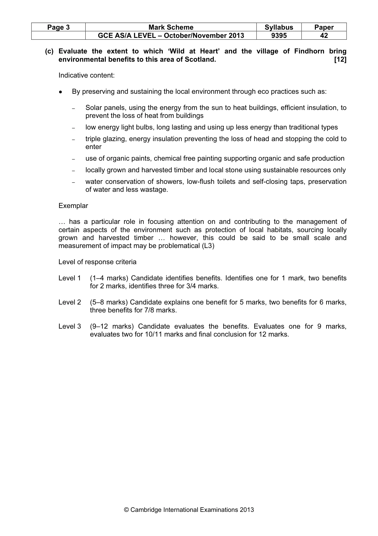 Mark scheme, page 3 of 5