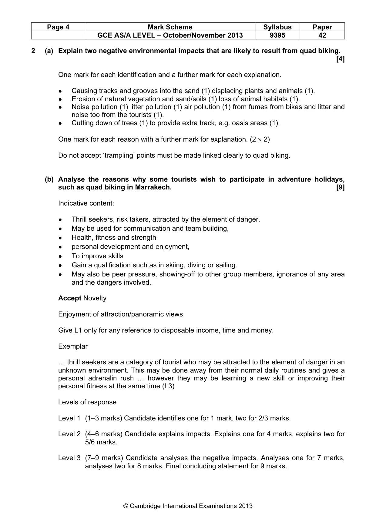 Mark scheme, page 4 of 5