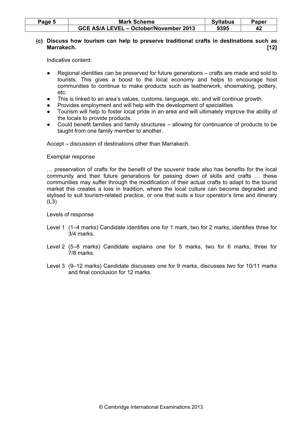 Mark scheme, page 5 of 5