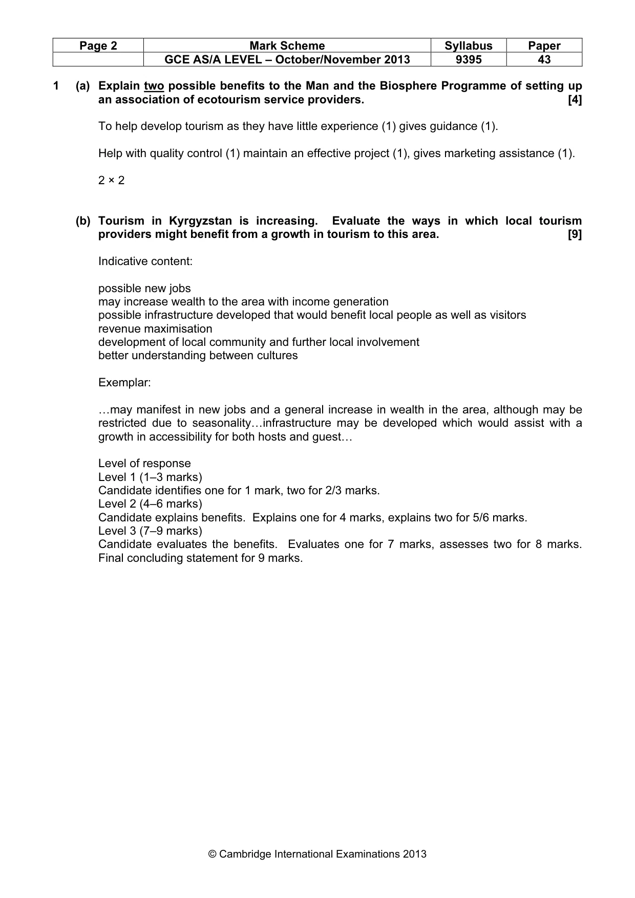 Mark scheme, page 2 of 5