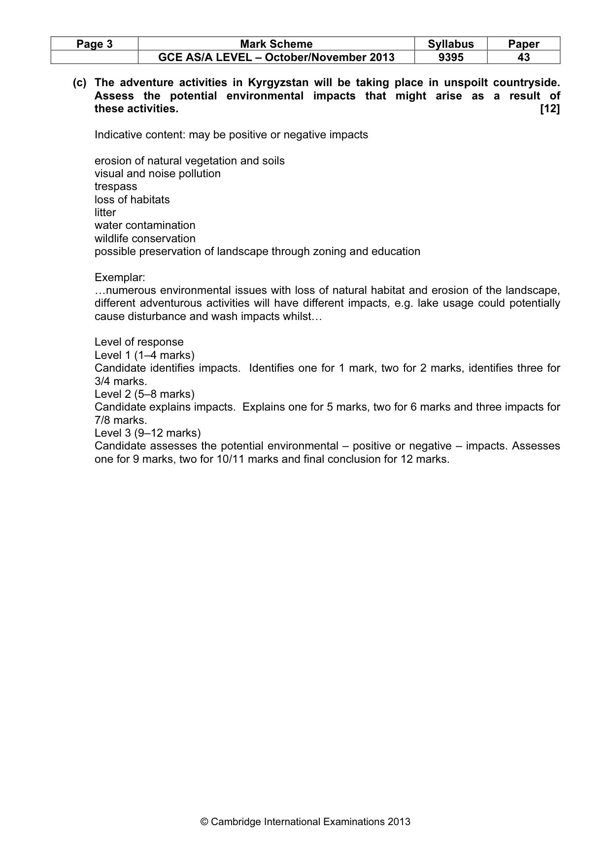 Mark scheme, page 3 of 5