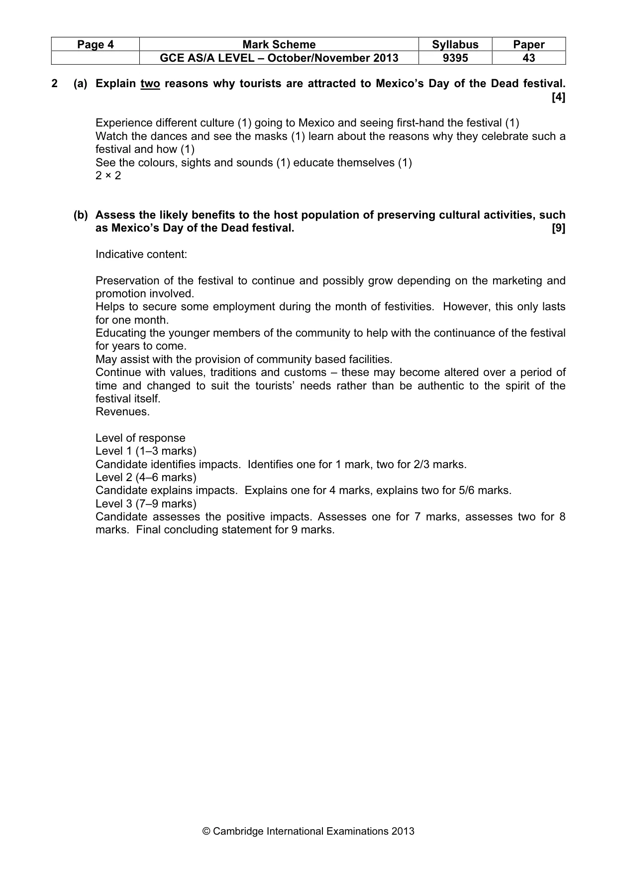 Mark scheme, page 4 of 5