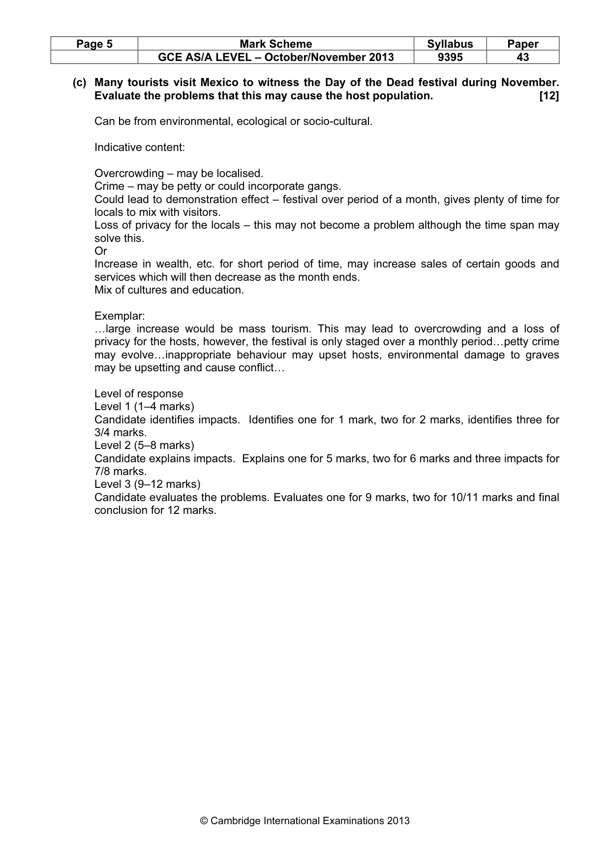 Mark scheme, page 5 of 5