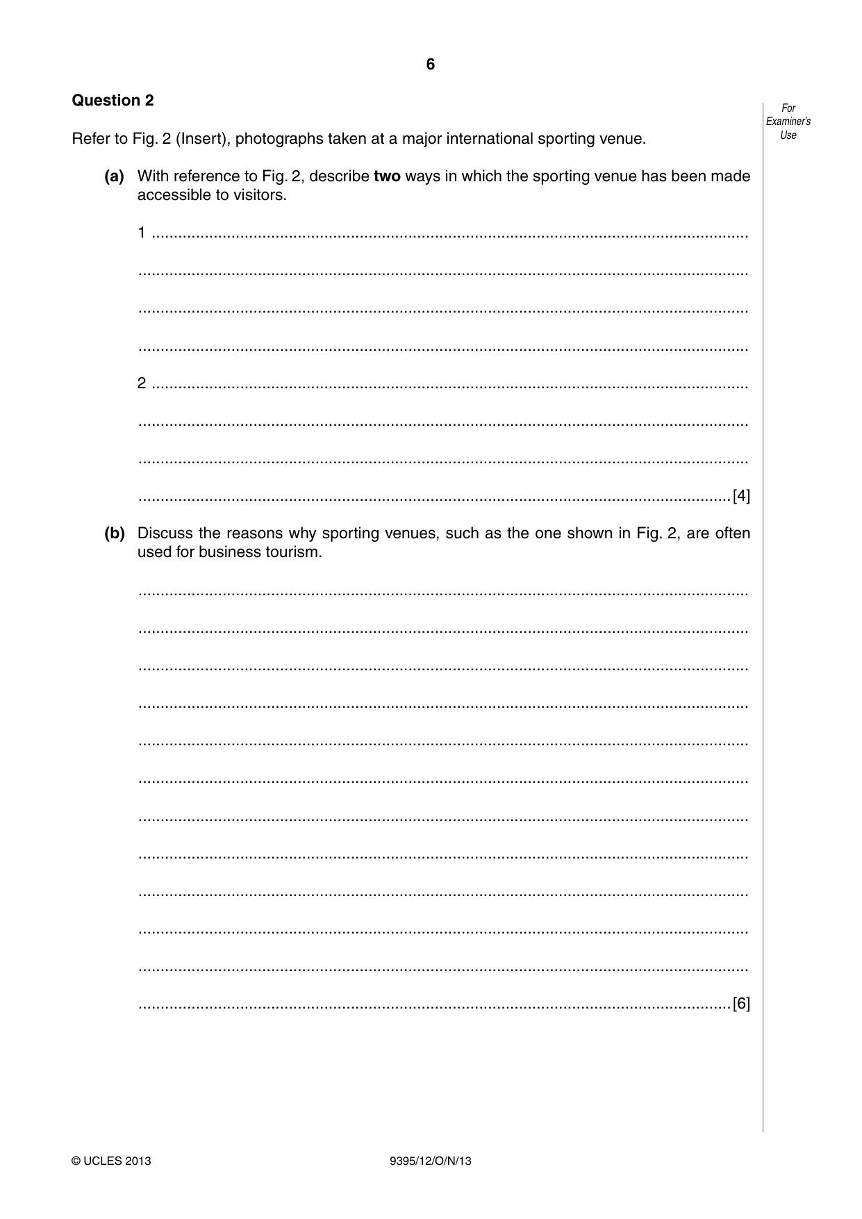 Cambridge A Level Travel and Tourism 9395 2013 Oct/Nov Paper 1 · Variant 2 question paper, page 6 of 16