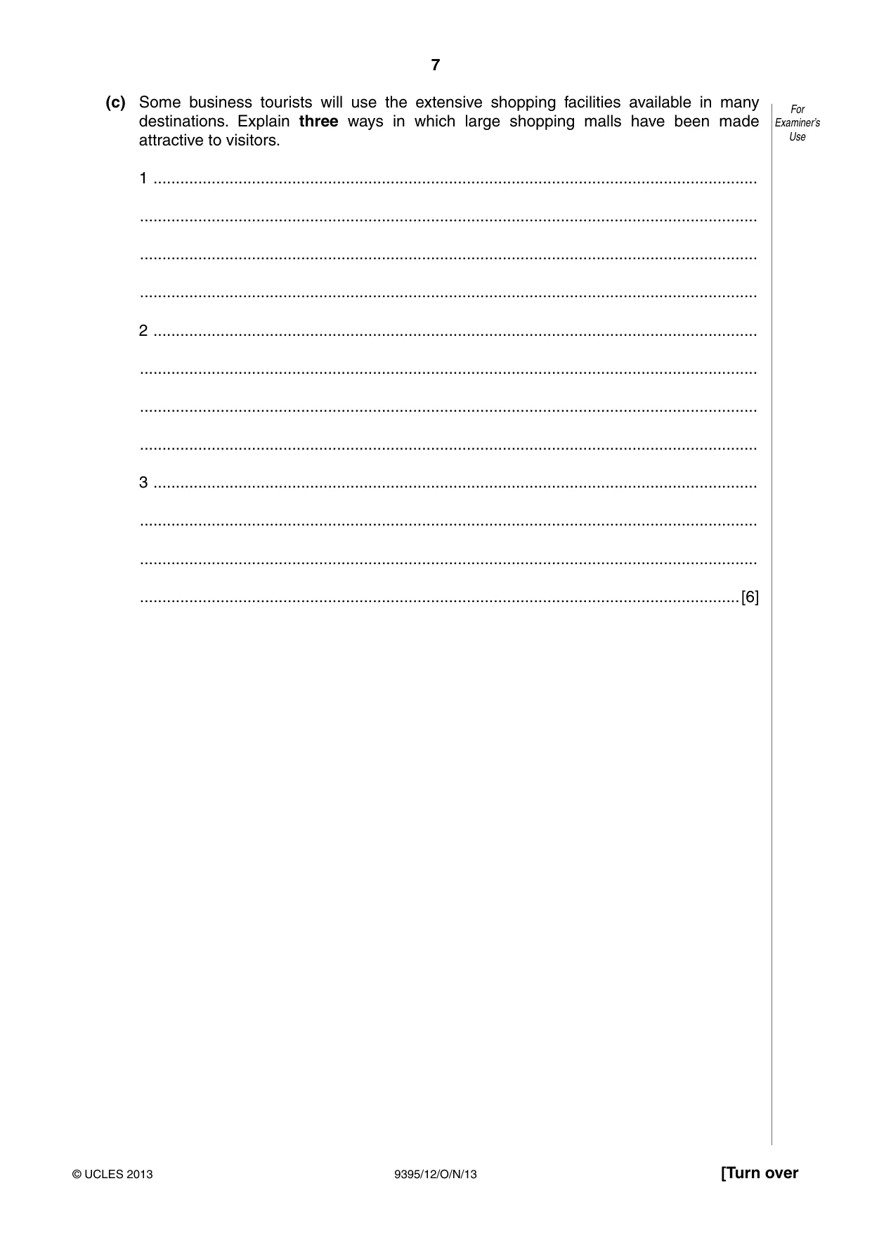 Cambridge A Level Travel and Tourism 9395 2013 Oct/Nov Paper 1 · Variant 2 question paper, page 7 of 16