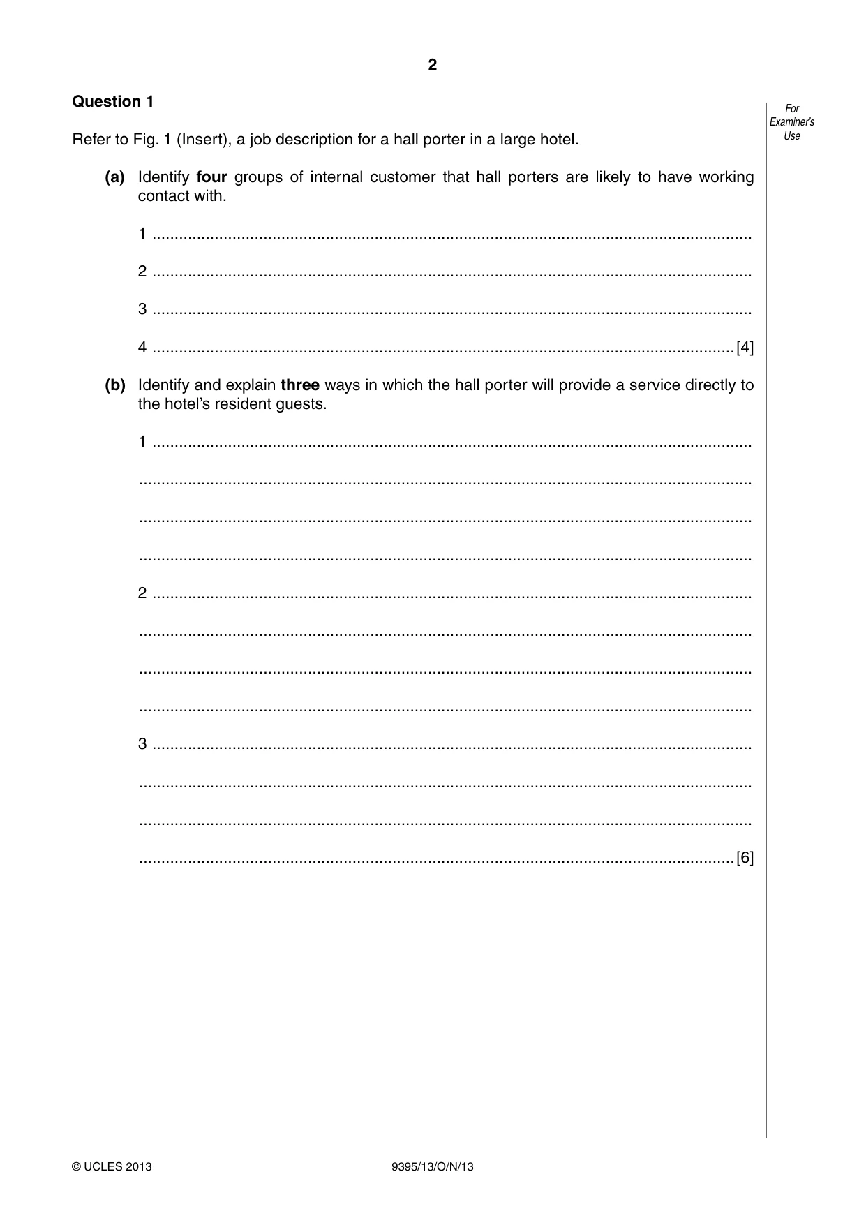 Cambridge A Level Travel and Tourism 9395 2013 Oct/Nov Paper 1 · Variant 3 question paper, page 2 of 16