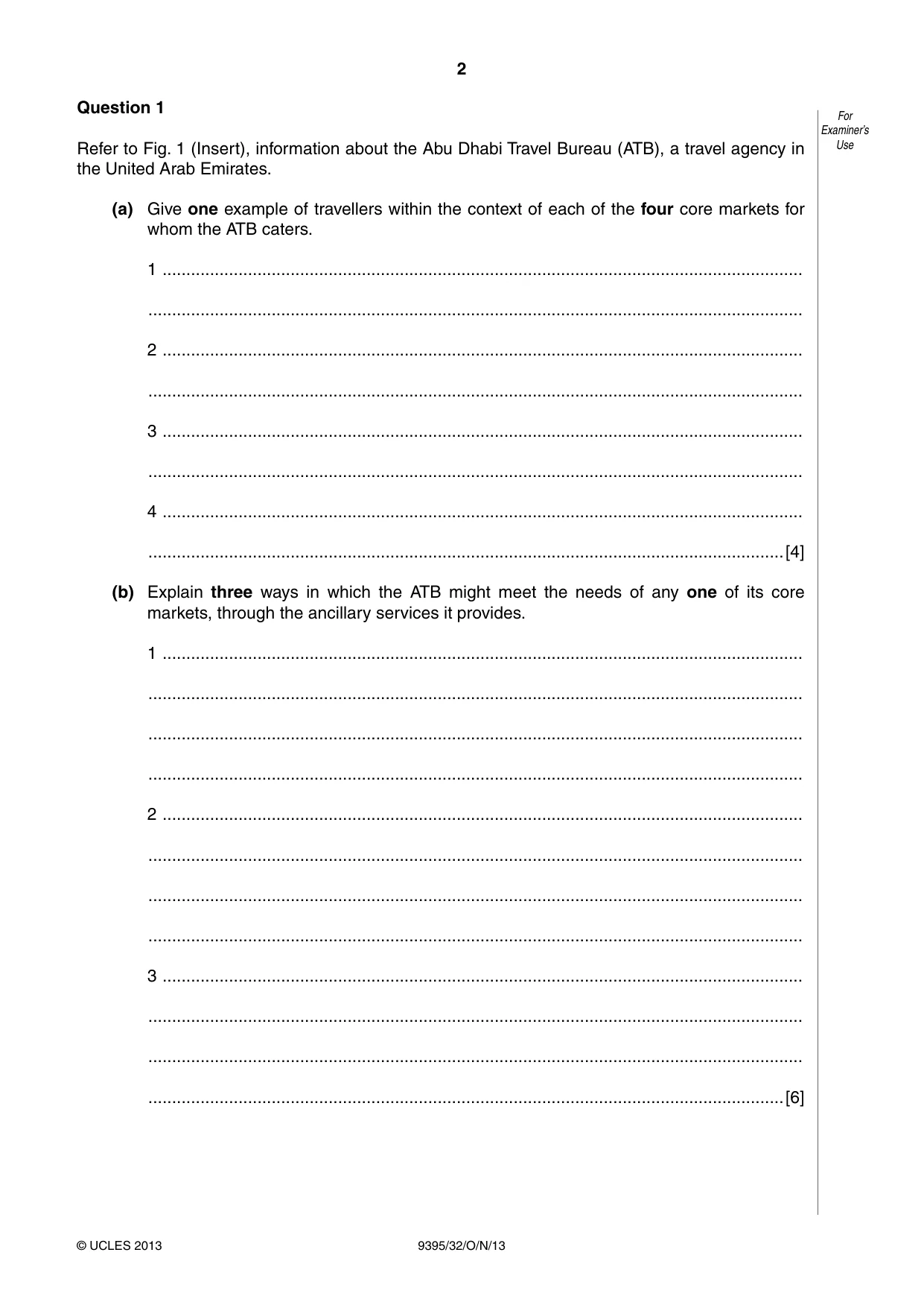 Cambridge A Level Travel and Tourism 9395 2013 Oct/Nov Paper 3 · Variant 2 question paper, page 2 of 16