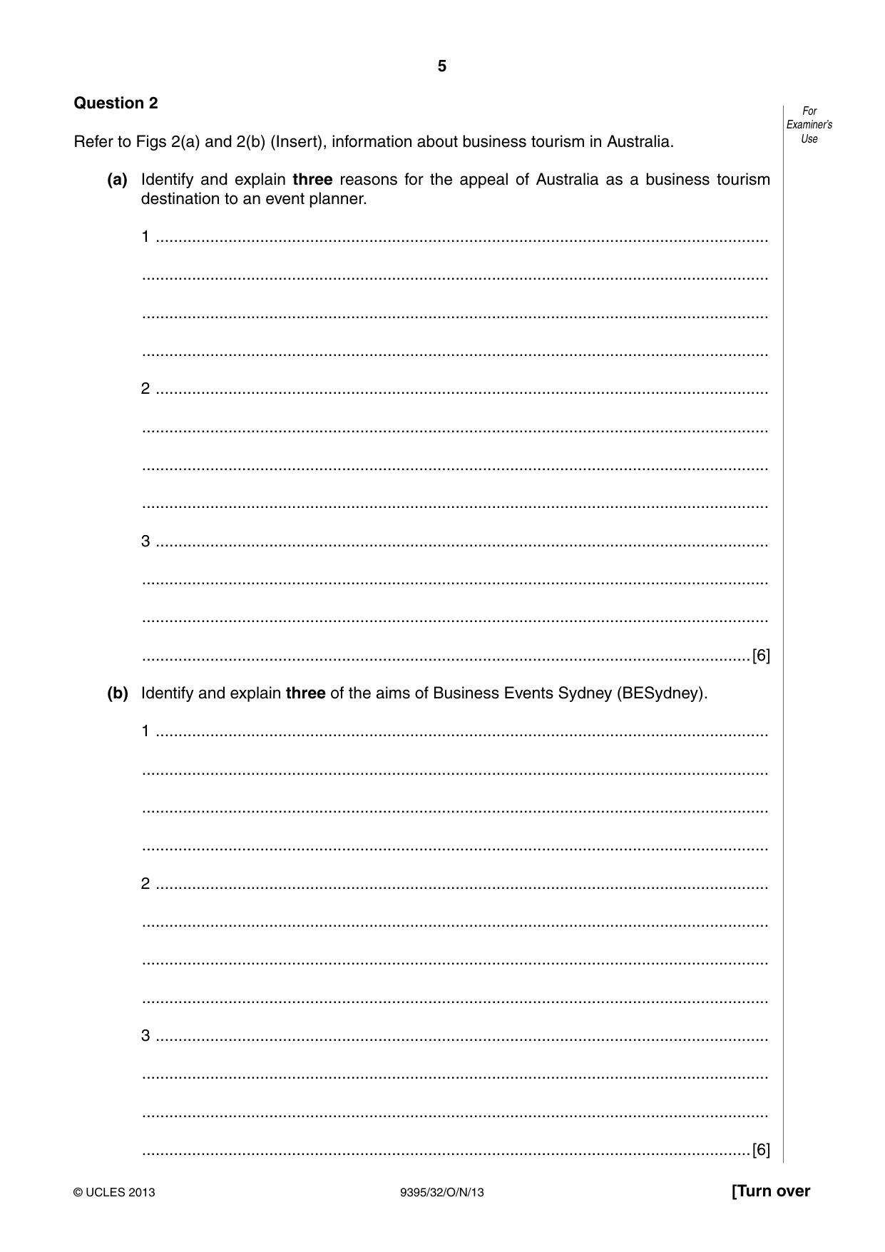 Cambridge A Level Travel and Tourism 9395 2013 Oct/Nov Paper 3 · Variant 2 question paper, page 5 of 16