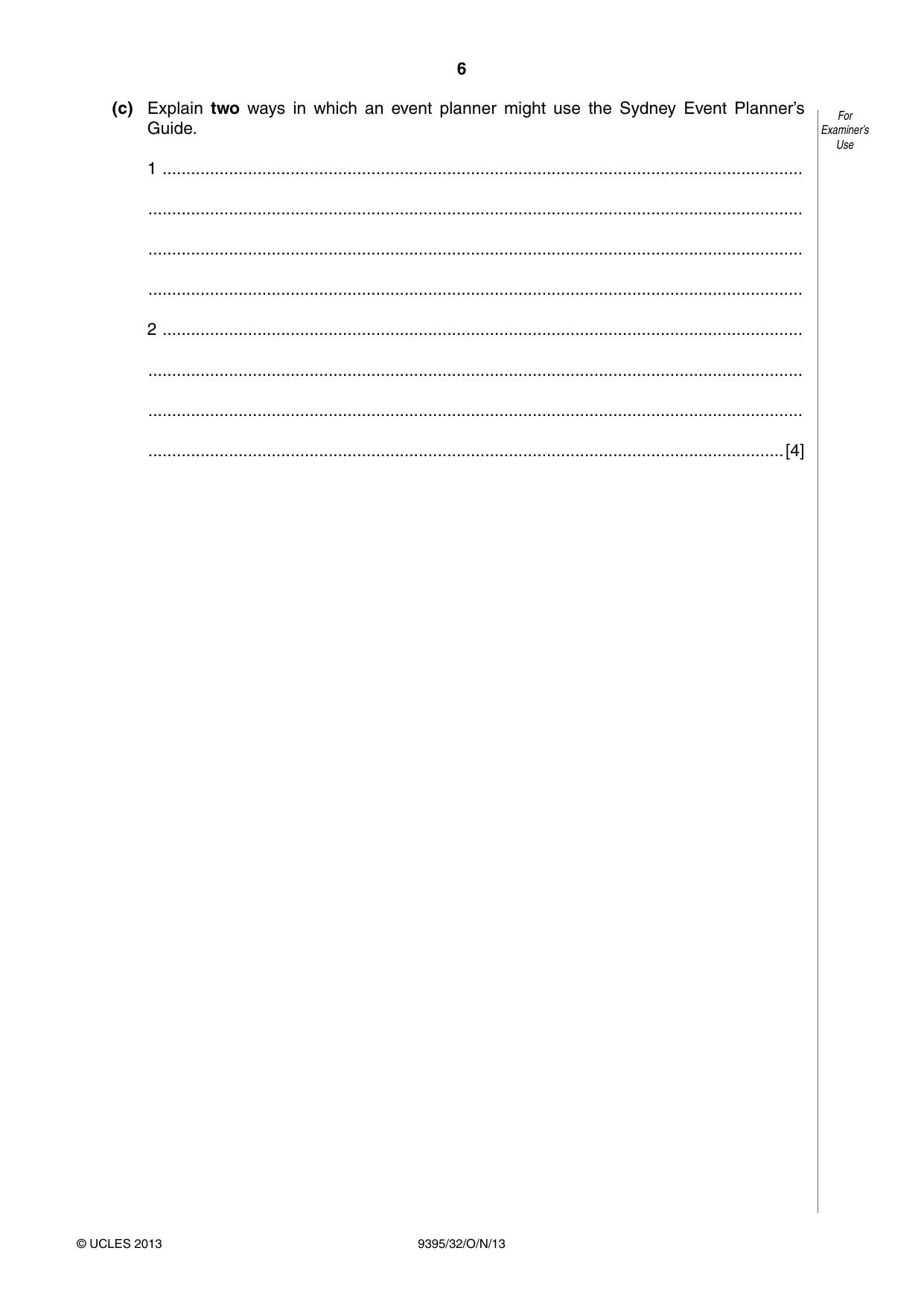 Cambridge A Level Travel and Tourism 9395 2013 Oct/Nov Paper 3 · Variant 2 question paper, page 6 of 16