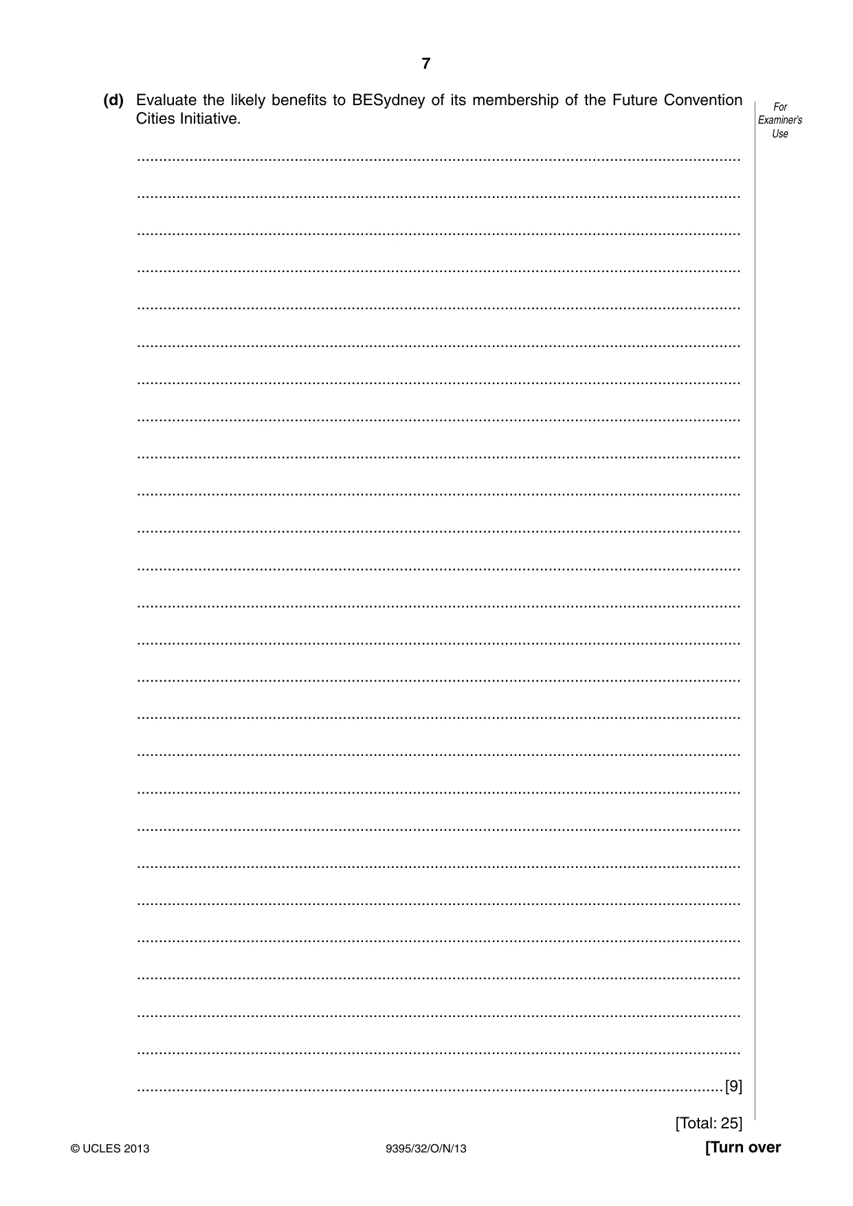 Cambridge A Level Travel and Tourism 9395 2013 Oct/Nov Paper 3 · Variant 2 question paper, page 7 of 16