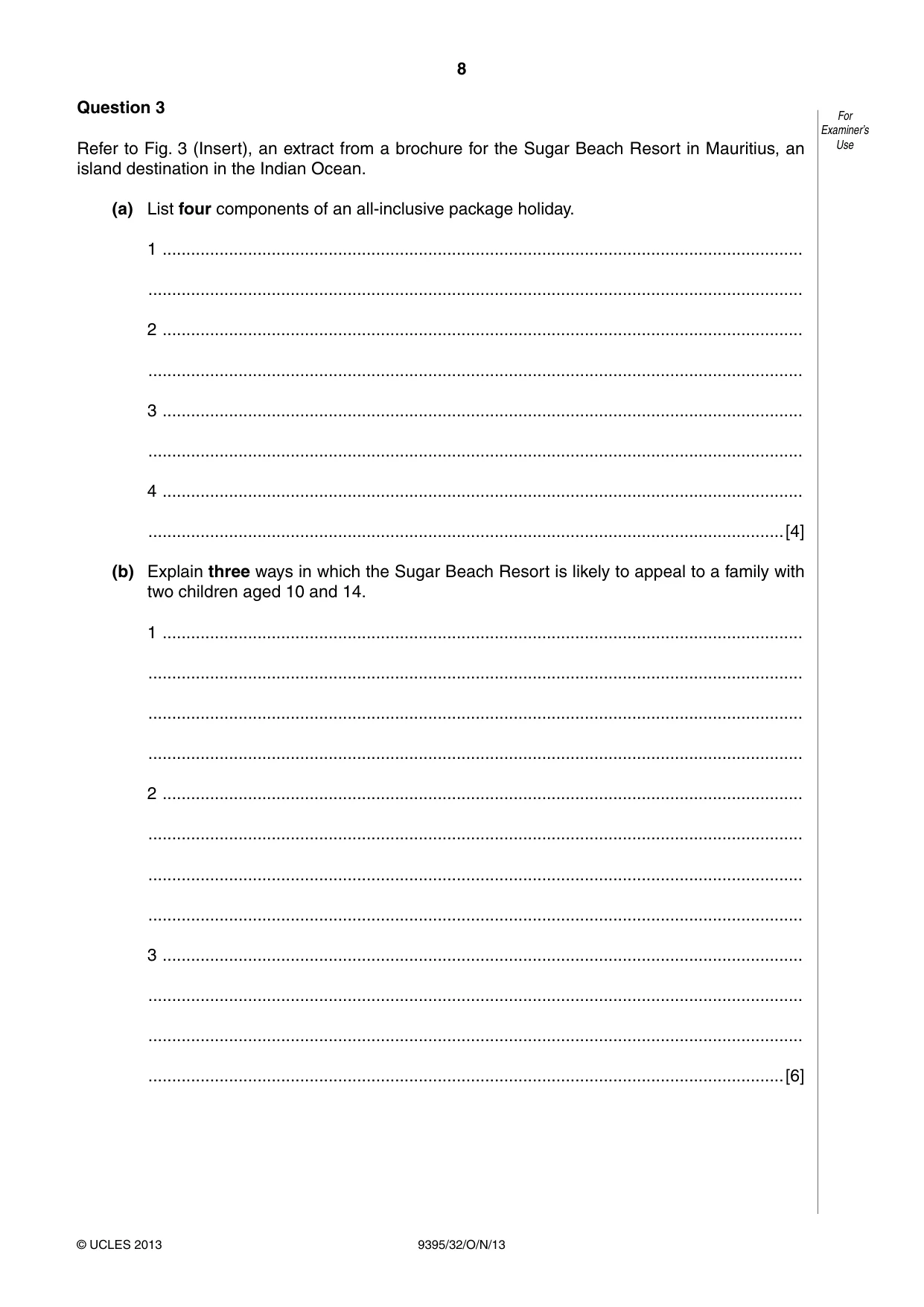 Cambridge A Level Travel and Tourism 9395 2013 Oct/Nov Paper 3 · Variant 2 question paper, page 8 of 16